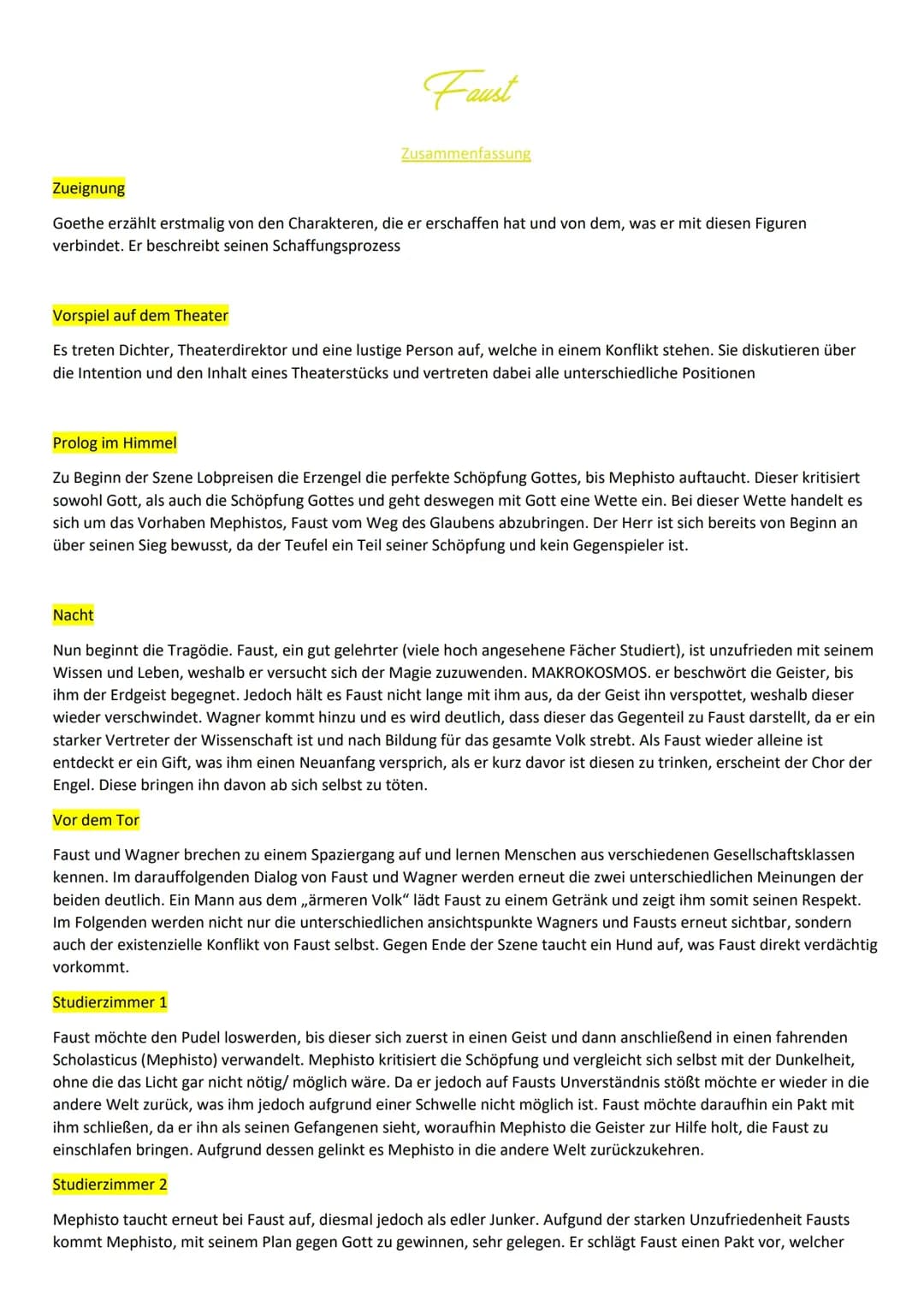 Faust Kapitel- und Szenen Zusammenfassung - Prolog, Studierzimmer, Auerbachs Keller, Hexenküche und mehr