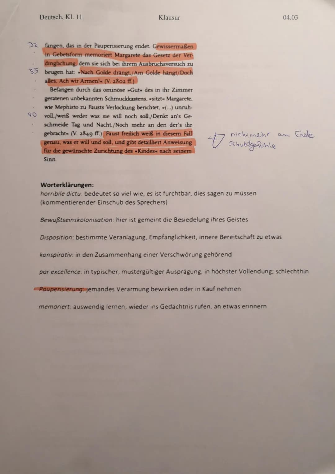 Deutsch, Kl. 11,
Name: Xisc
Textgrundlage: Johann Wolfgang von Goethe: Faust.
Aufgabenstellung:
Erörtern Sie vor dem Hintergrund des Textaus