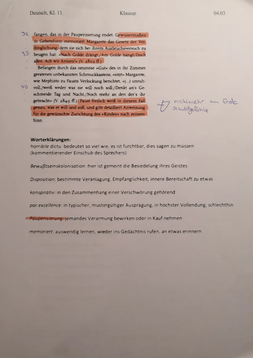Deutsch, Kl. 11,
Name: Xisc
Textgrundlage: Johann Wolfgang von Goethe: Faust.
Aufgabenstellung:
Erörtern Sie vor dem Hintergrund des Textaus