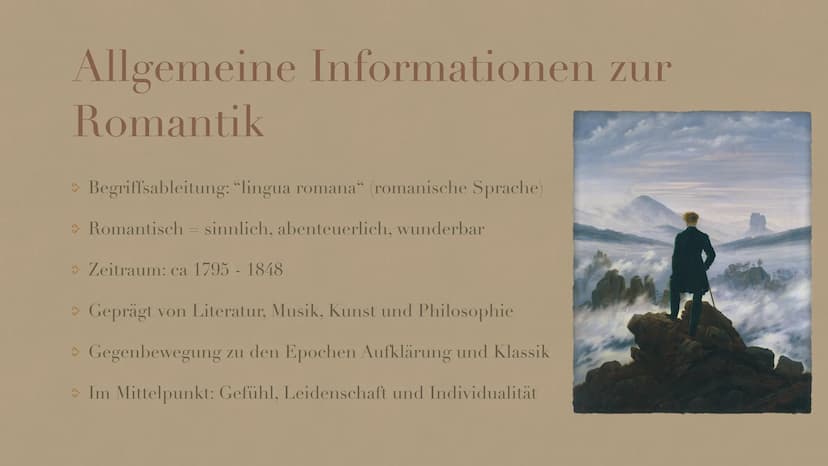 at lange geweit da tennwe
werk wie mit Pottasche.
Romantik
Epoche Gliederung
> Allgemeine Informationen zur Romantik
> Historischer und Zeit