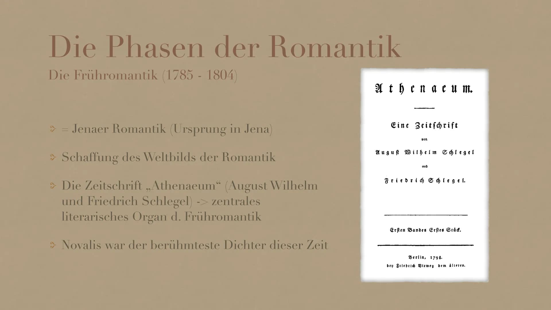 at lange geweit da tennwe
werk wie mit Pottasche.
Romantik
Epoche Gliederung
> Allgemeine Informationen zur Romantik
> Historischer und Zeit