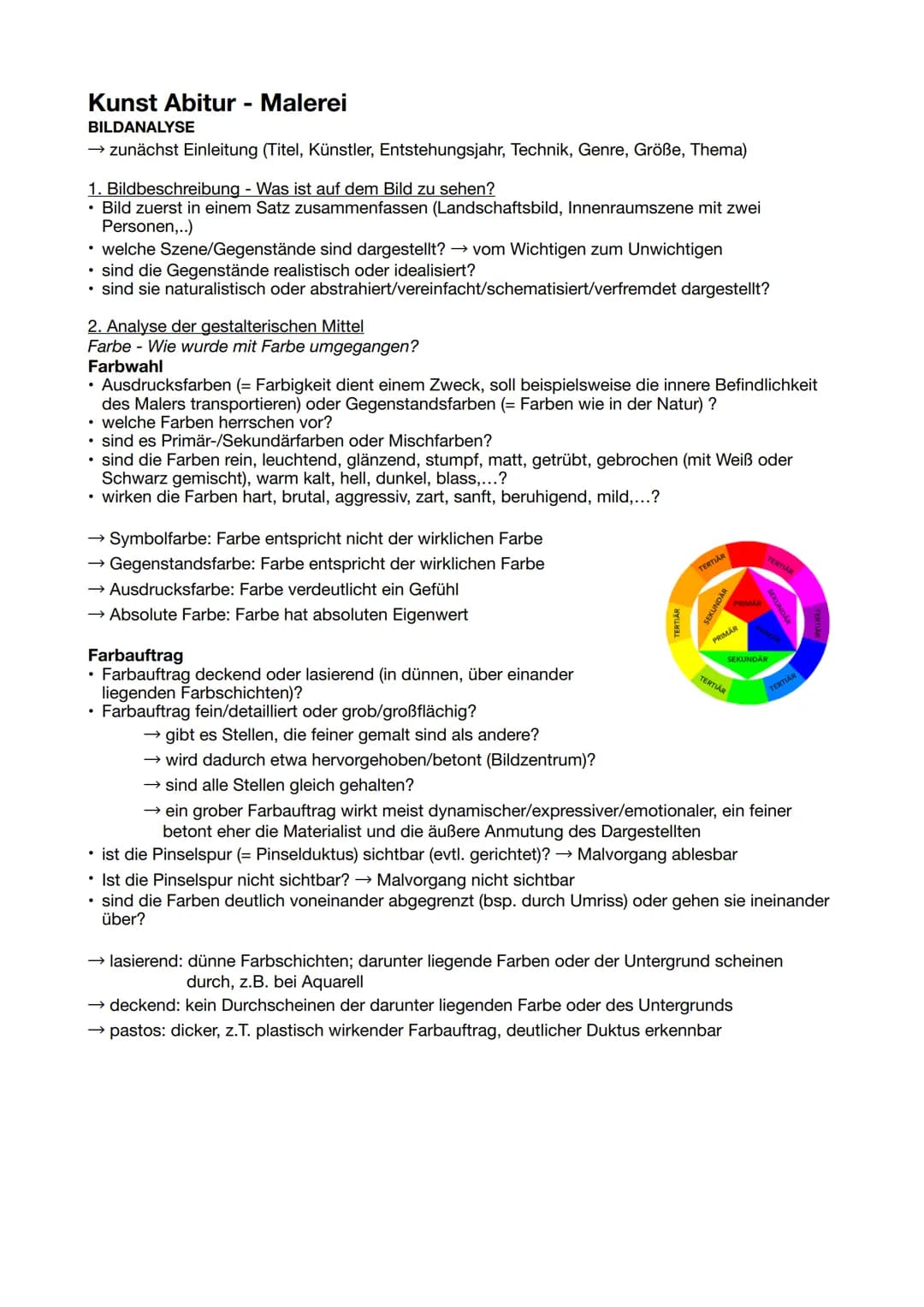 Kunst Abitur Malerei
BILDANALYSE
→ zunächst Einleitung (Titel, Künstler, Entstehungsjahr, Technik, Genre, Größe, Thema)
1. Bildbeschreibung 