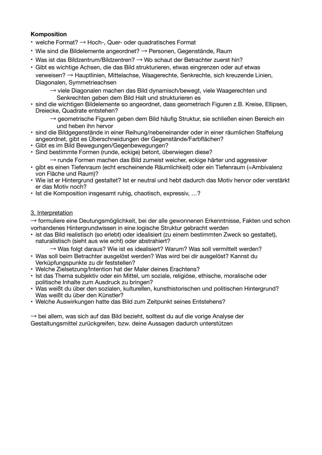 Kunst Abitur Malerei
BILDANALYSE
→ zunächst Einleitung (Titel, Künstler, Entstehungsjahr, Technik, Genre, Größe, Thema)
1. Bildbeschreibung 