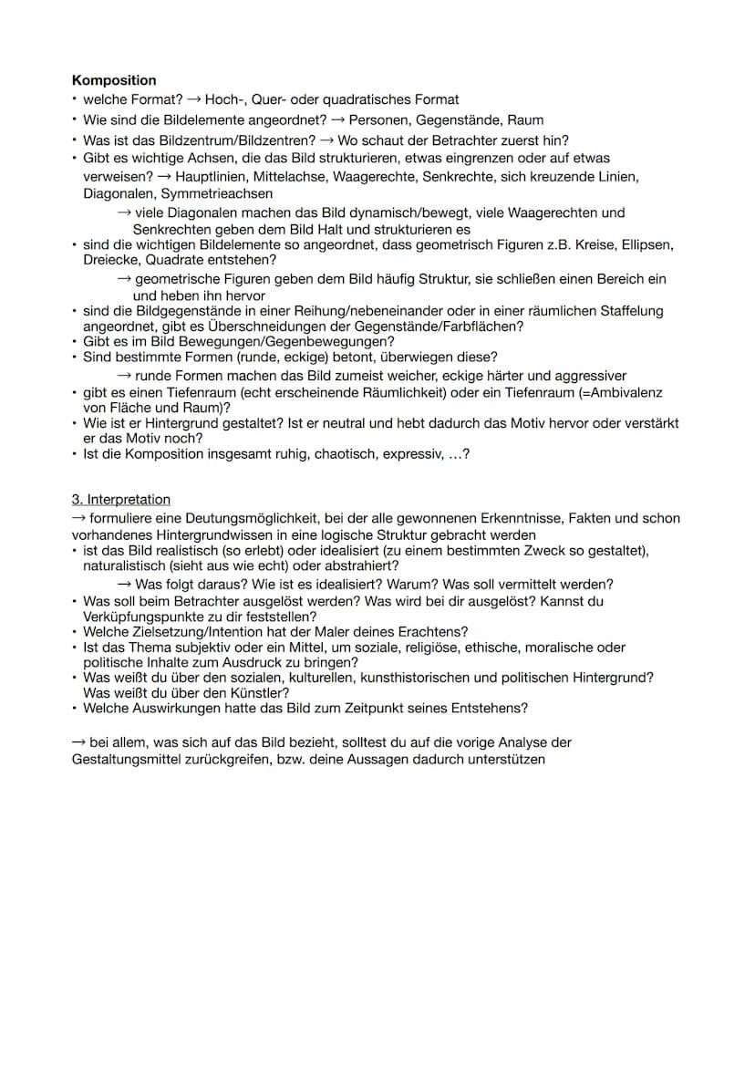 Kunst Abitur Malerei
BILDANALYSE
→ zunächst Einleitung (Titel, Künstler, Entstehungsjahr, Technik, Genre, Größe, Thema)
1. Bildbeschreibung 