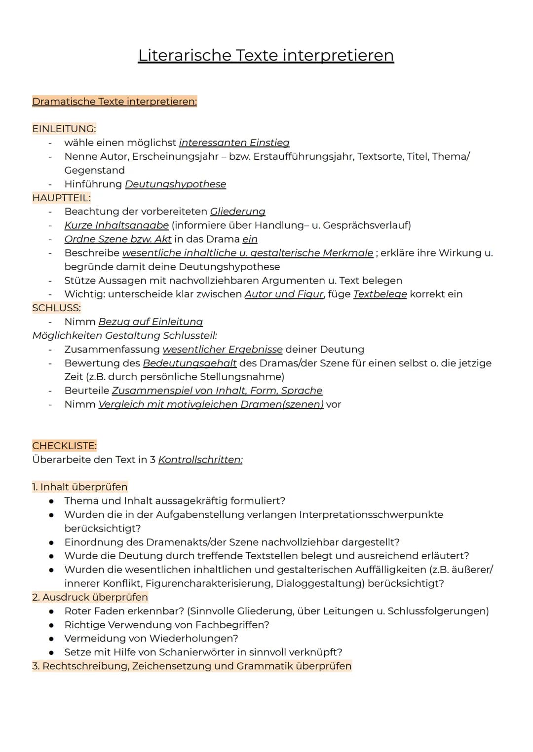 Epische Texte interpretieren:
EINLEITUNG:
HAUPTTEIL:
Autor, Erscheinungsjahr, Textsorte/ Genre, Titel, Thema
SCHLUSS:
Literarische Texte int