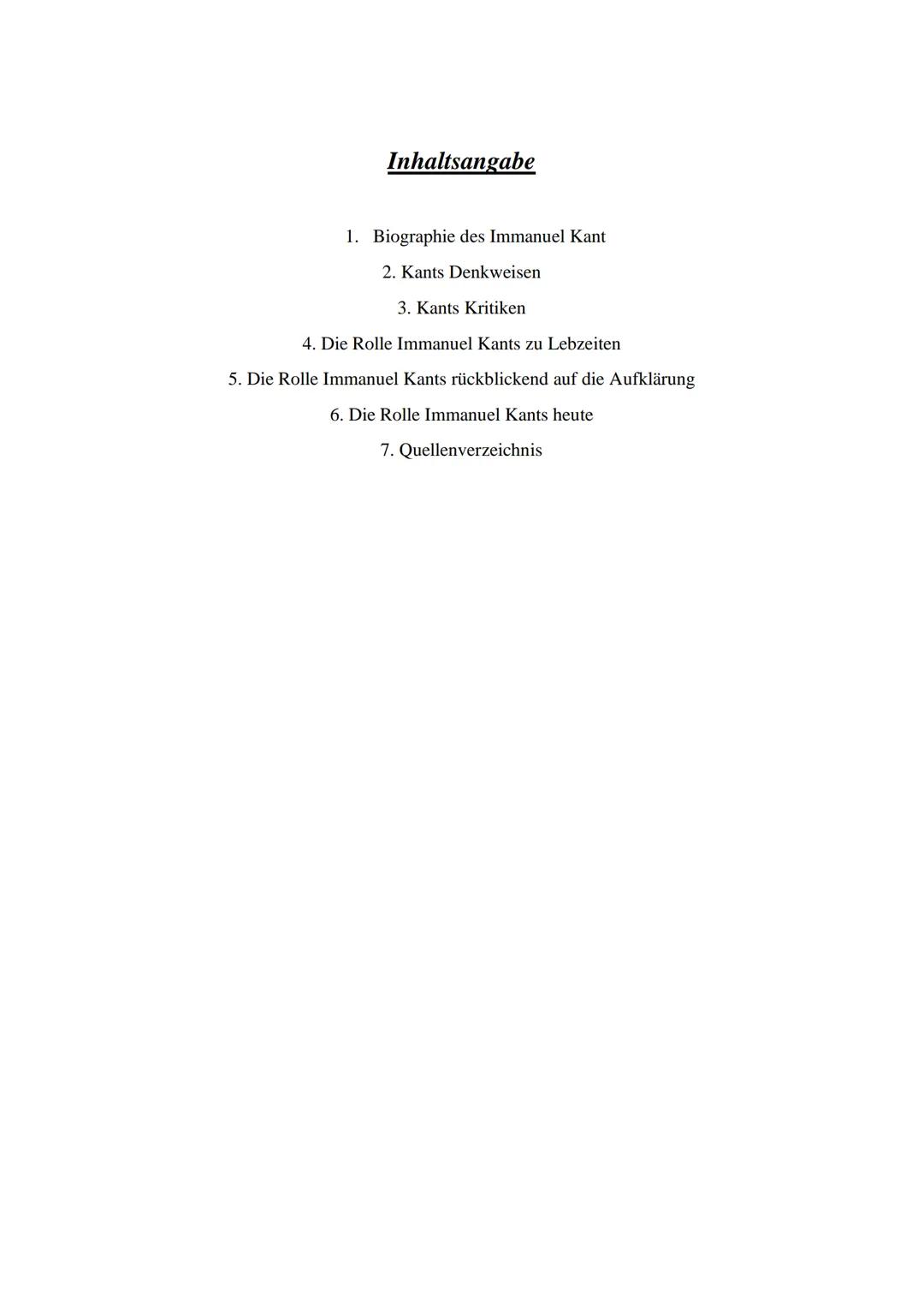 # Kant als Aufklärer

Sarah Beranek MSS 11

GK Geschichte Inhaltsangabe

1. Biographie des Immanuel Kant
2. Kants Denkweisen
3. Kants Kritik