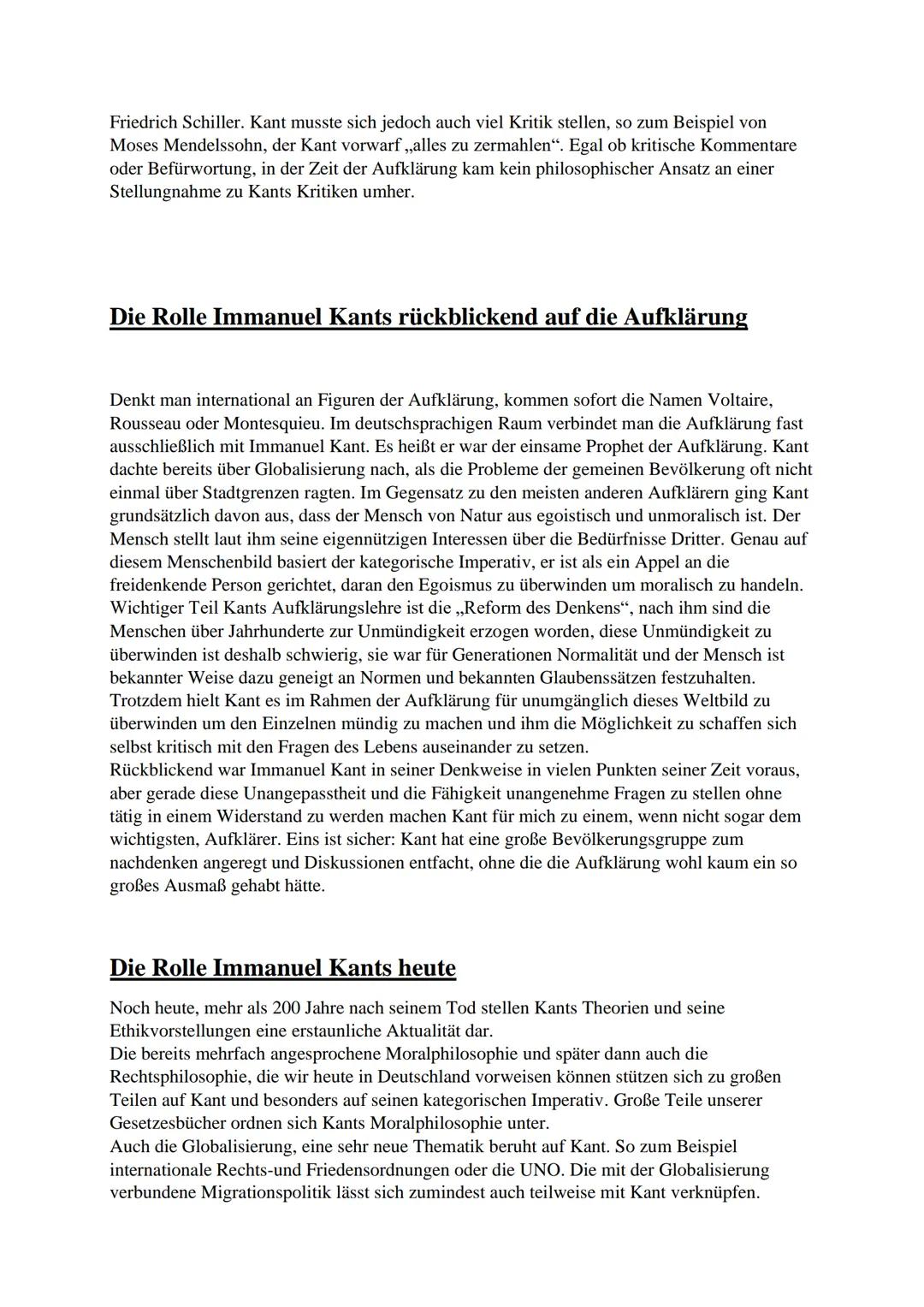 # Kant als Aufklärer

Sarah Beranek MSS 11

GK Geschichte Inhaltsangabe

1. Biographie des Immanuel Kant
2. Kants Denkweisen
3. Kants Kritik