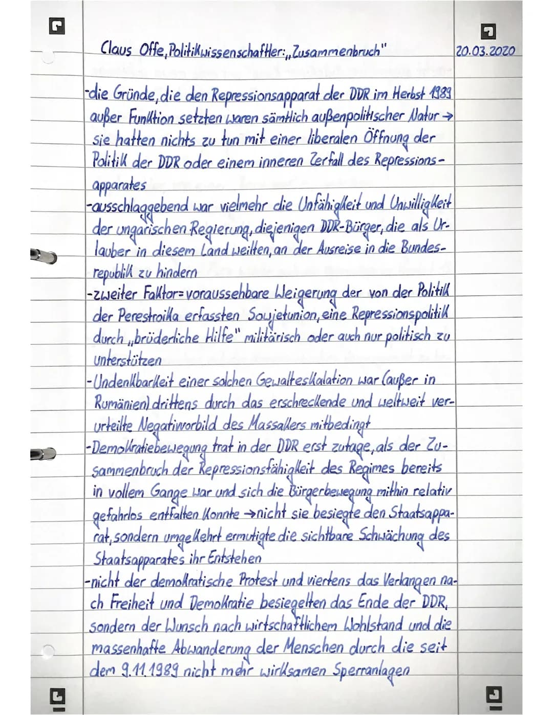 G
Claus Offe, Politikwissenschaftler: Zusammenbruch"
-die Gründe, die den Repressionsapparat der DDR im Herbst 1989
außer Funktion setzten w