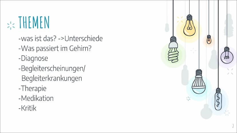 WILHELMINE WENDELING
वू
ADS / ADHS
DIED
IAA *THEMEN
-was ist das? ->Unterschiede
-Was passiert im Gehirn?
-Diagnose
-Begleiterscheinungen/
B