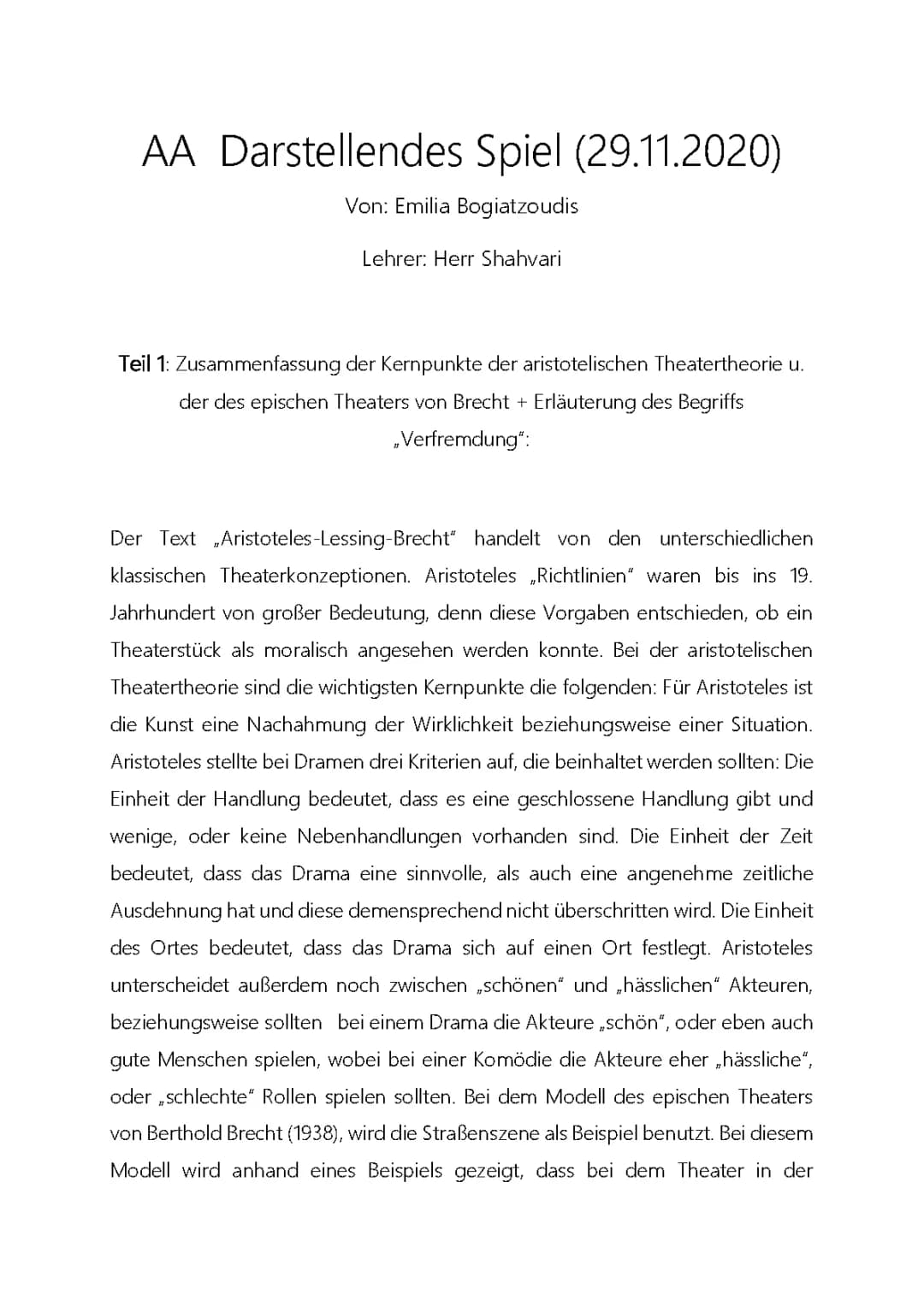Zusammenfassung: Aristotelische und epische Theatertheorie einfach erklärt