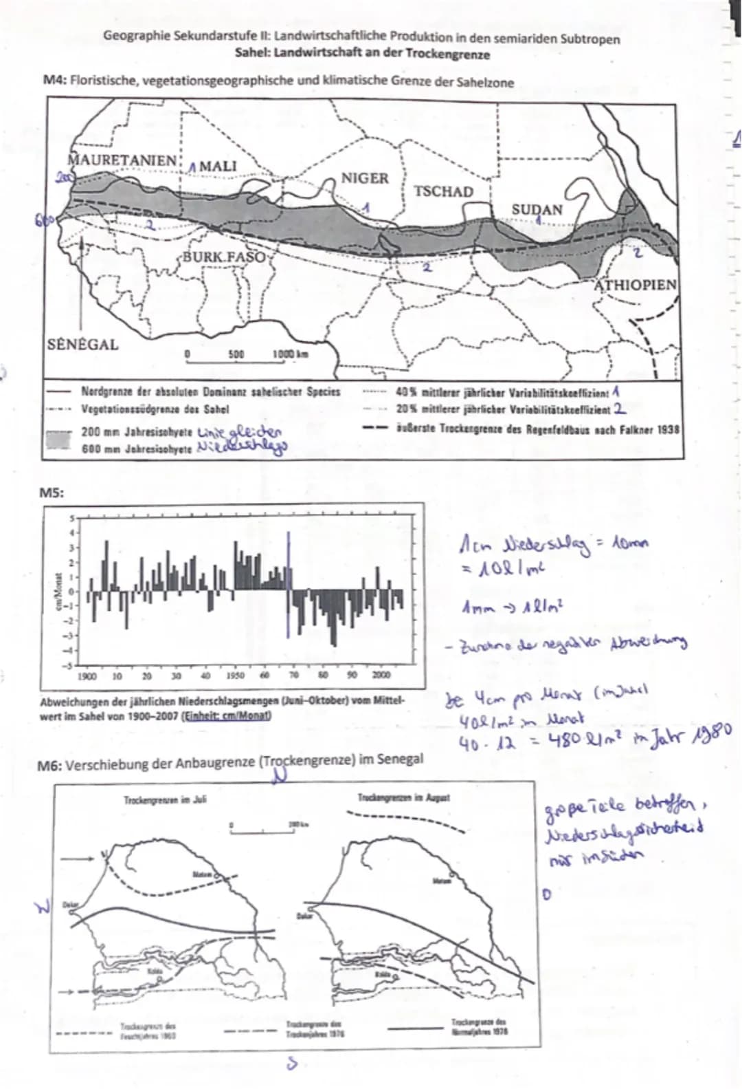 M4: Floristische, vegetationsgeographische und klimatische Grenze der Sahelzone
Geographie Sekundarstufe II: Landwirtschaftliche Produktion 