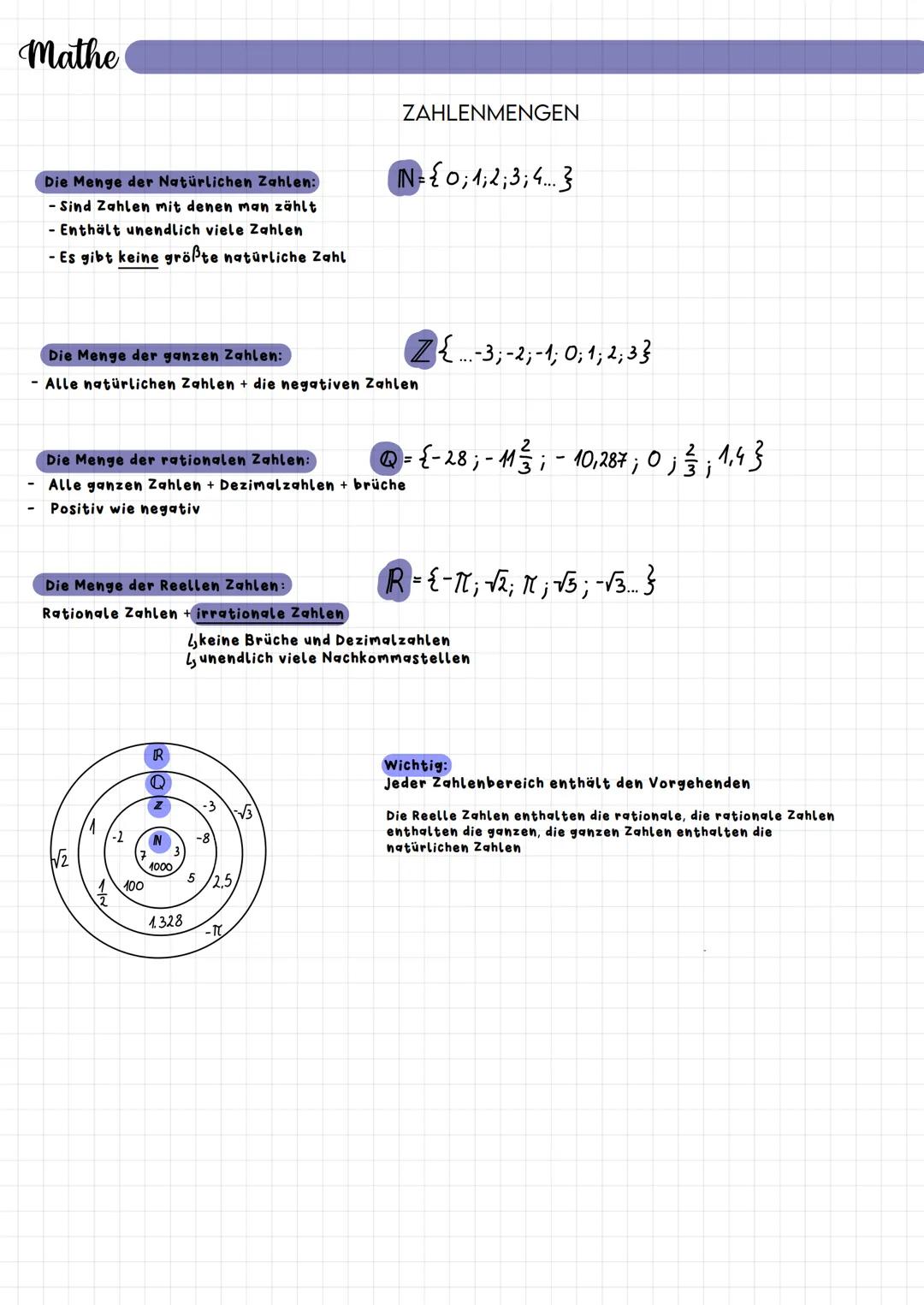 Mathe
Die Menge der Natürlichen Zahlen:
- Sind Zahlen mit denen man zählt
- Enthält unendlich viele Zahlen
- Es gibt keine größte natürliche