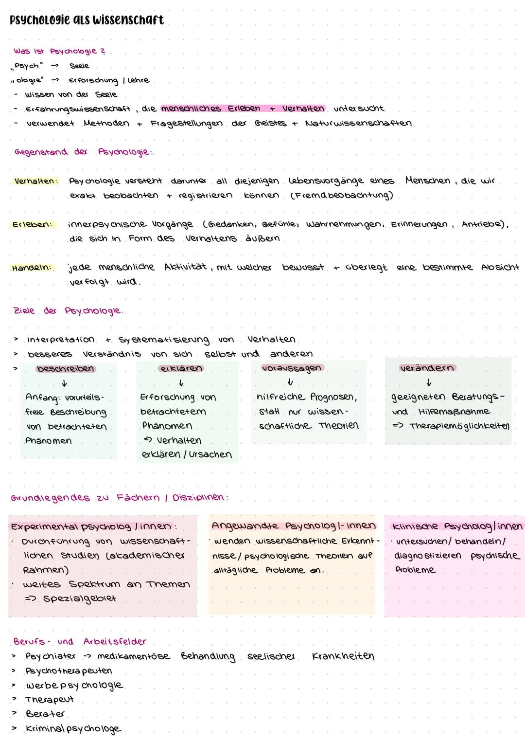 PSYCHOLOgie als wissenschaft
Was ist Psychologie ?
,,Psych" -> Seele
" ologre" ->
Gegenstand der Psychologie:.
Verhalten: Psychologie verste
