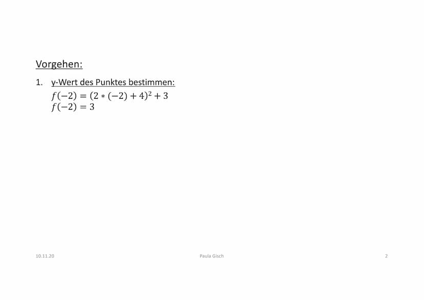 Aufgabe:
Gegeben ist die Funktion f mit f(x) = (2x + 4)² + 3.
Bestimme die Gleichung der Tangente an den Graphen von f
im Punkt P (-2|f(-2))