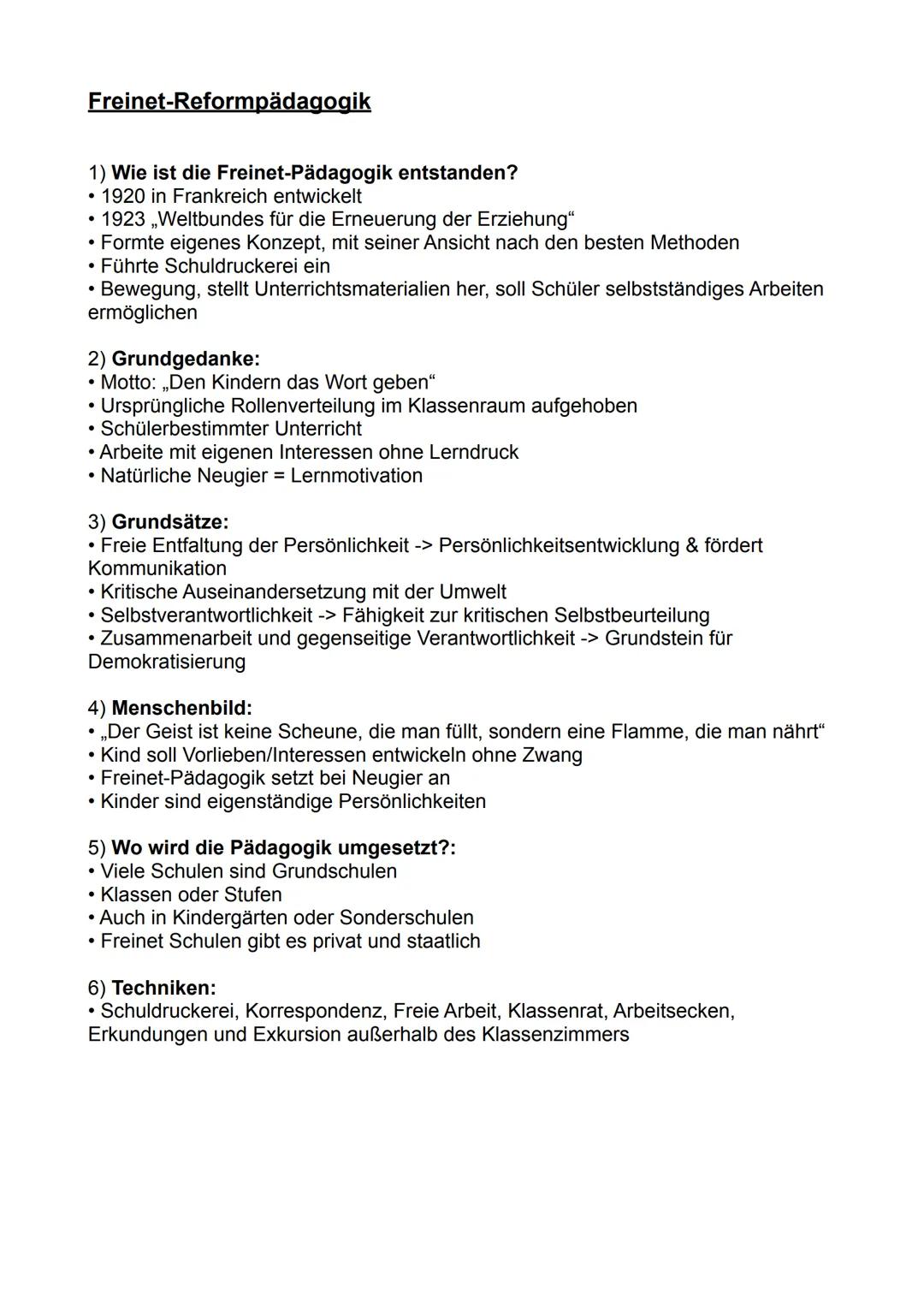 FREINET-PÄDAGOGIK
LKEIMEI-LYDYGOOGIK
Reformpädagogik Freinet-Reformpädagogik
1) Wie ist die Freinet-Pädagogik entstanden?
• 1920 in Frankrei