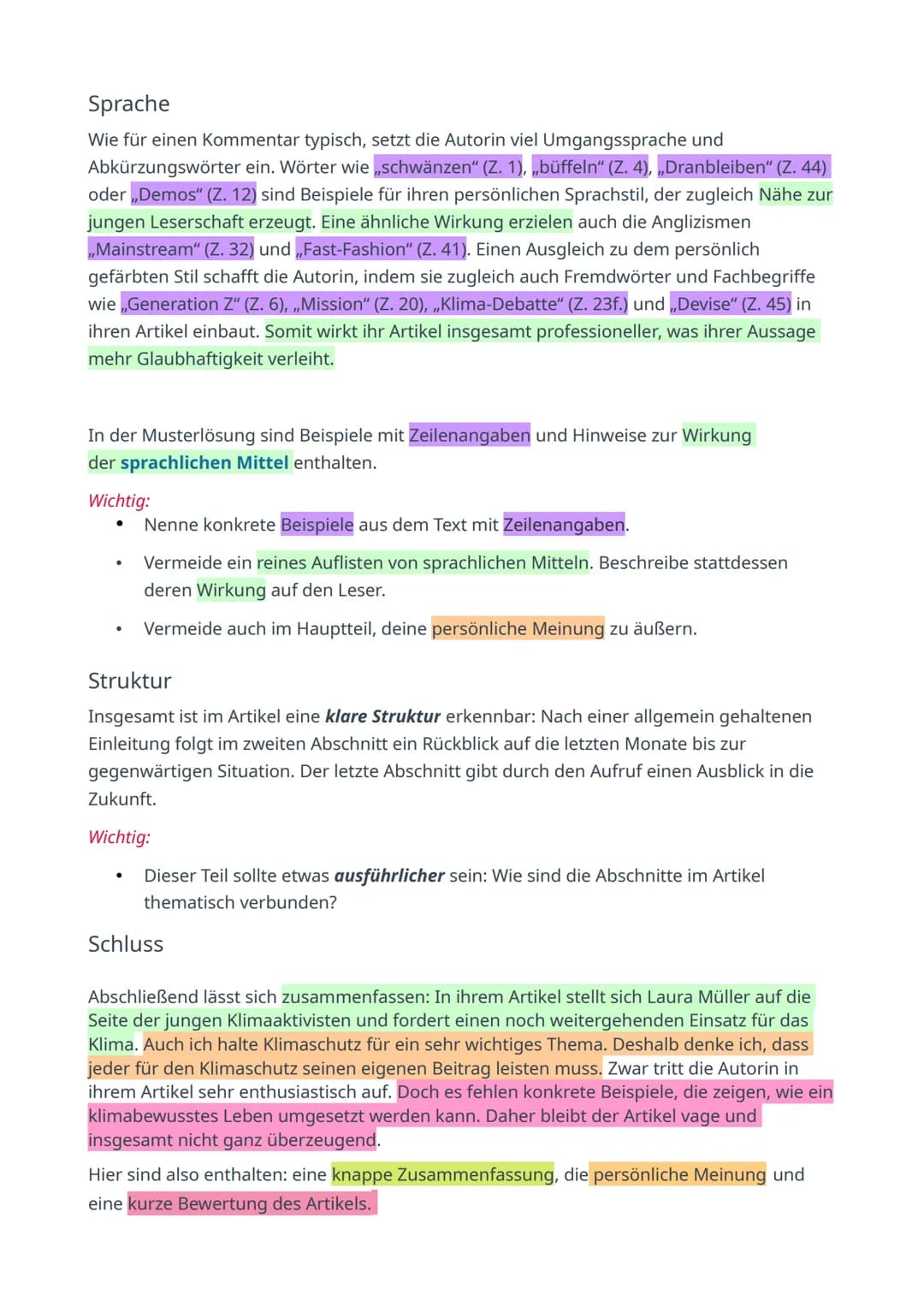 1) Einleitung:
Textsorte
●
●
●
●
●
●
2) Hauptteil:
●
.
Titel
Autor/in
Erscheinungsjahr & -ort
Thema
Intention
●
Kernaussage
Inhaltswiedergab