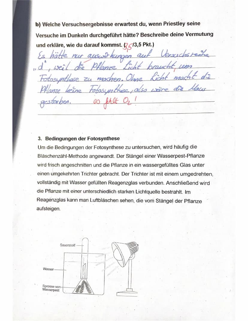 Klassenarbeit Biologie 7f
Thema: Fotosynthese + Zellatmung
Name: Elisa
1. Van Helmont, ein niederländischer Wissenschaftler des 17.
Jahrhund