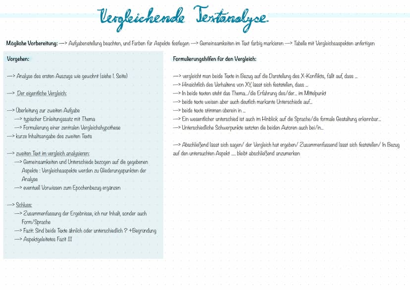 A
Vergleichende Textanalyse. 1. Vorgehensweise: aspektorientiertes Vorgehen
1.1: Einleitung:
-> nennen der Textsorte, Titel, Autor, Erschein