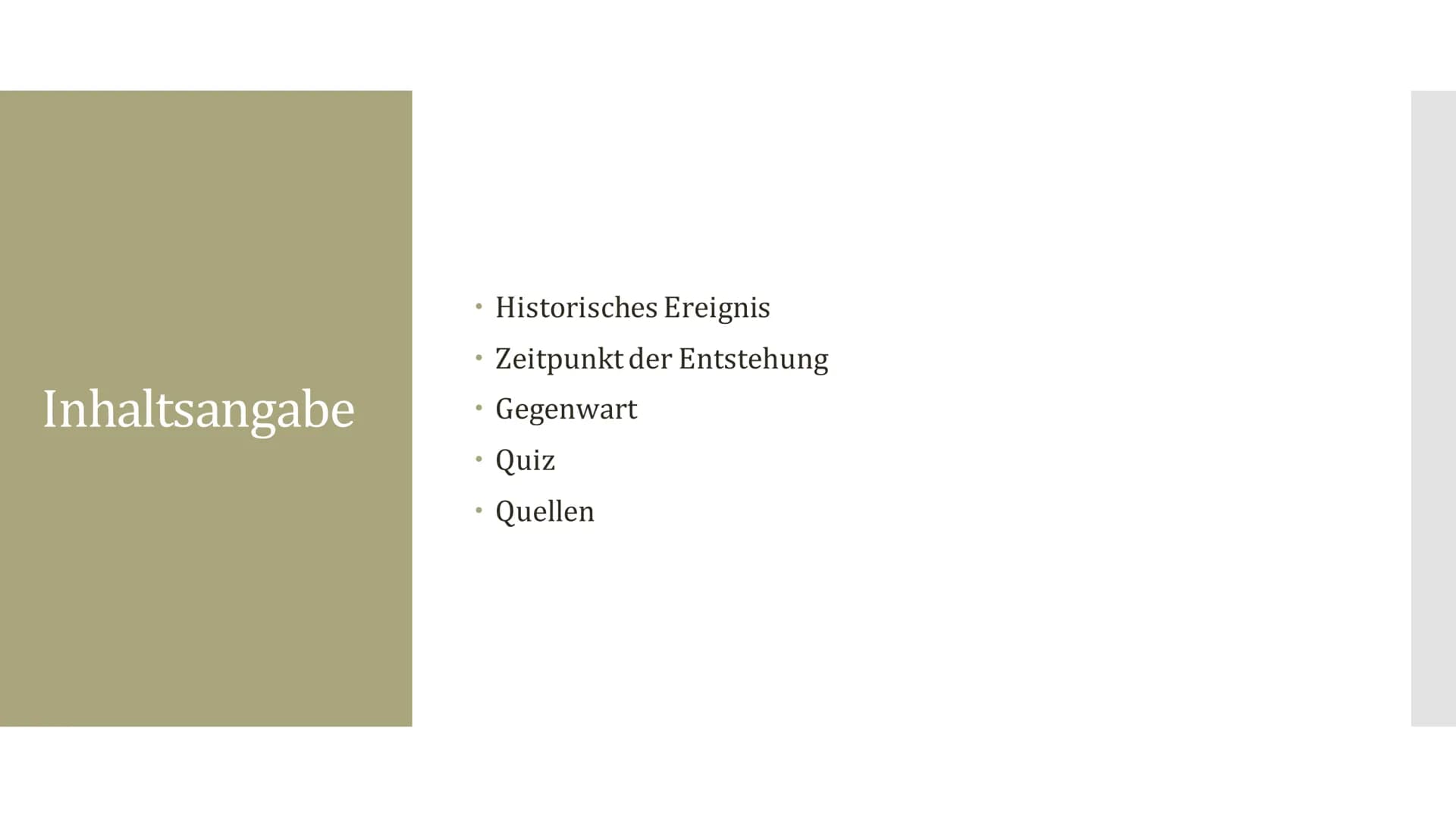 Pompeji Inhaltsangabe
●
●
●
●
Historisches Ereignis
Zeitpunkt der Entstehung
Gegenwart
Quiz
Quellen historisches
Ereignis
Gasse von Pompeji,