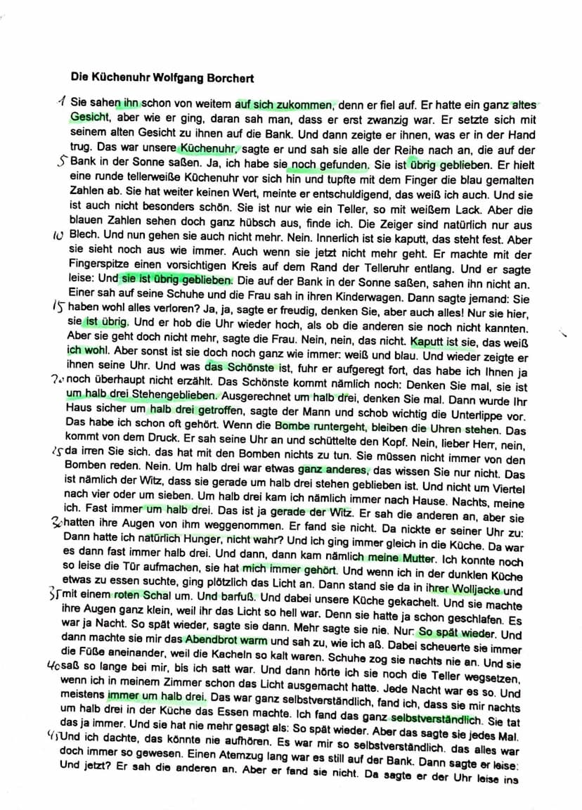 Deutsch Klausur. Nr. 1.
D-GK WES
EINLEITUNG
Wolfgang Bocherts Kurzgeschichte, Die
Küchenuhr" wurde am 27. August 1947 in
der Hamburger Zeitu