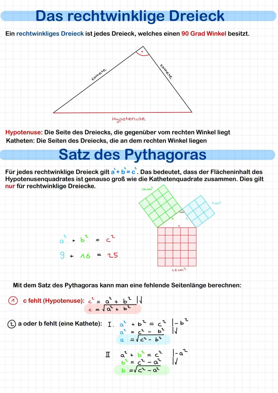 Das rechtwinklige Dreieck
Ein rechtwinkliges Dreieck ist jedes Dreieck, welches einen 90 Grad Winkel besitzt.
2
Hypotenuse: Die Seite des Dr