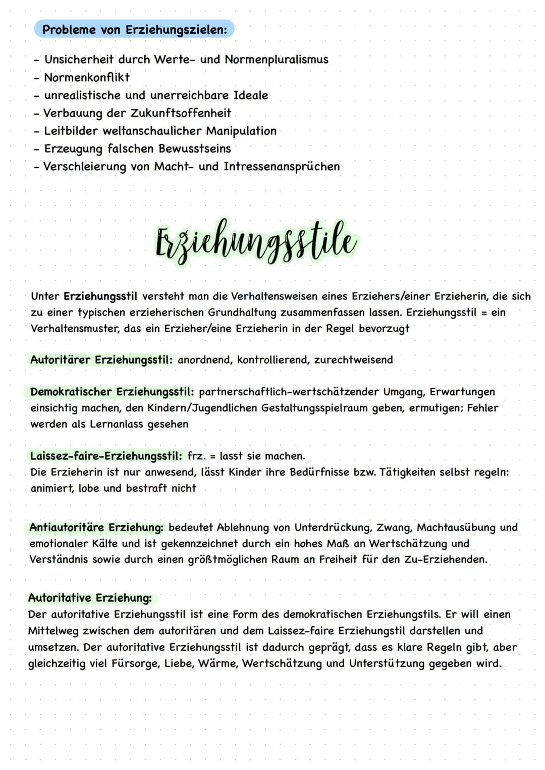 ERZIEHUNgsziele DEFINITION
Erziehungsziele sind bewusst gesetzte Wert- und Normvorstellungen über das Ergebnis der
Erziehung, die Auskunft d