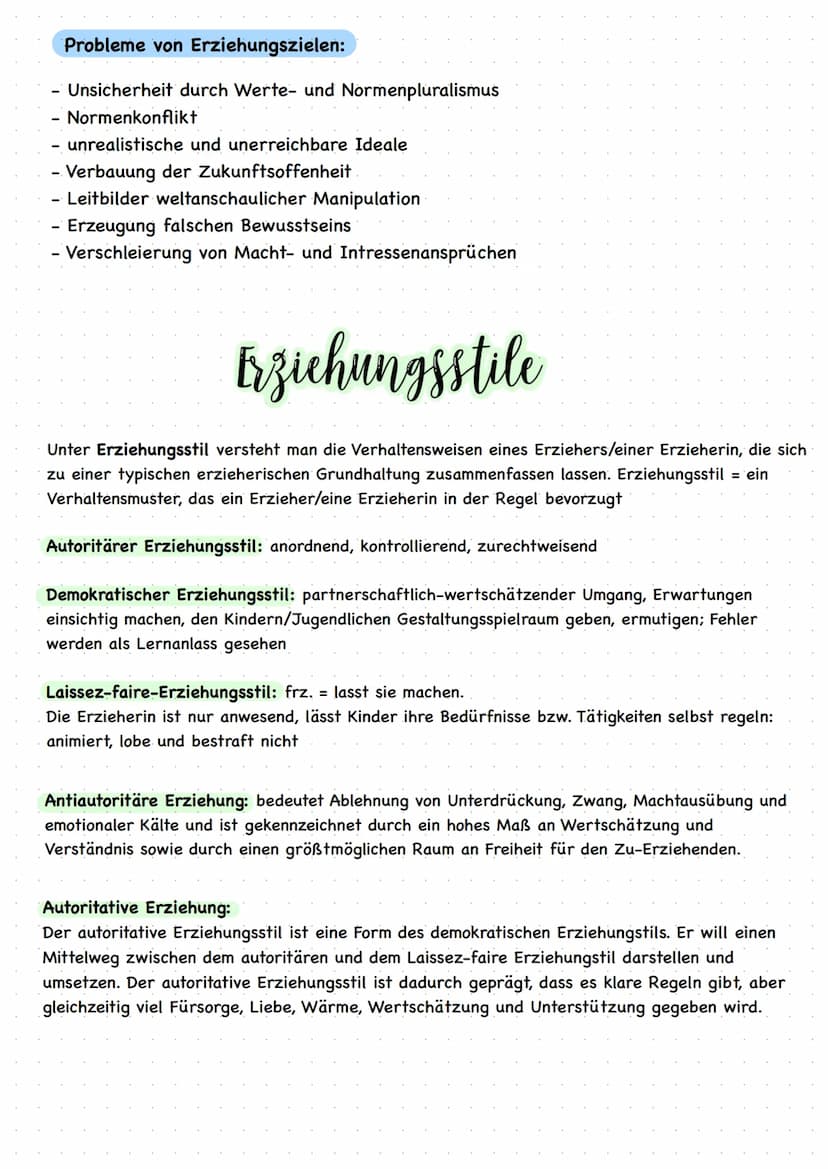 ERZIEHUNgsziele DEFINITION
Erziehungsziele sind bewusst gesetzte Wert- und Normvorstellungen über das Ergebnis der
Erziehung, die Auskunft d