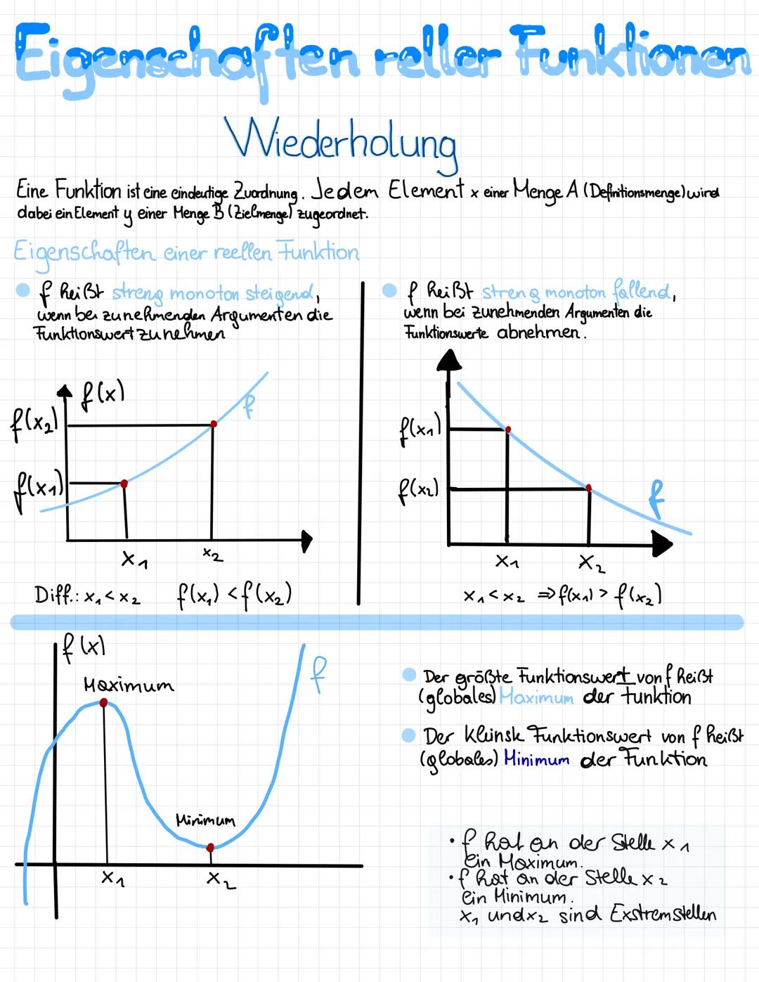 Was sind die Eigenschaften reeller Funktionen? Nullstellen, Asymptoten und mehr!