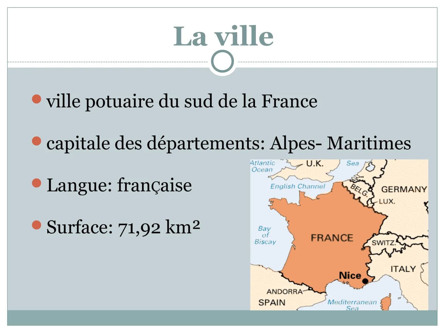 NICE Une table de matières
Feuille 1: La ville
Feuille 2 : La ville
• Feuille 3 : Les promenade d.
Anglais
Feuille 4 Vieille ville
Feuille 5