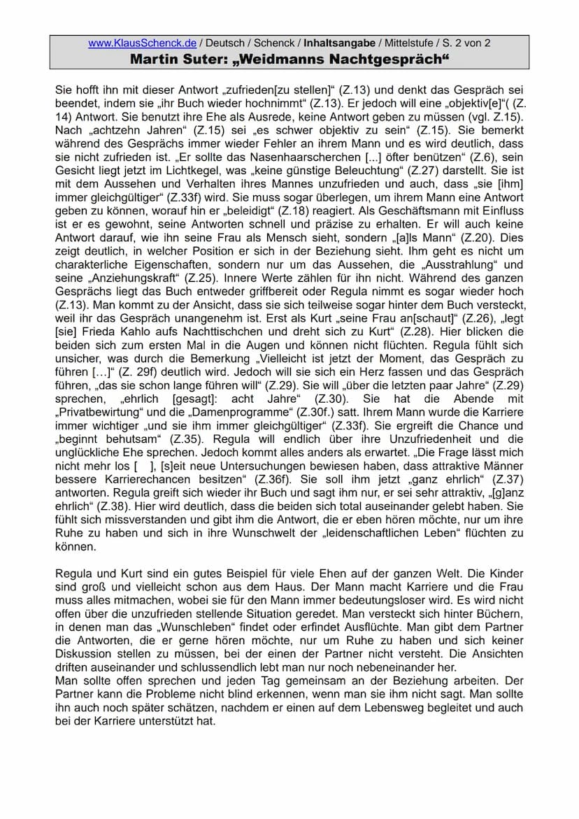 Text: googeln!
Aufgabenstellung:
●
www.KlausSchenck.de/ Deutsch / Schenck / Inhaltsangabe / Mittelstufe / S. 1 von 2
Martin Suter: „Weidmann