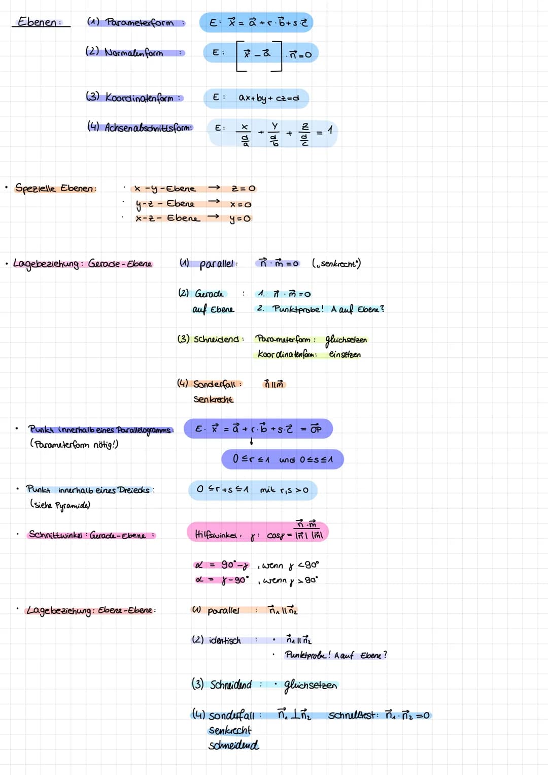 ANALYTISCHE
TISCHE GEOMETRIE
Betrag eines Vektors.
(Abstand zweier P)
Rechnen mit Vektoren:
Addition:
Skalasmultiplikation:
a+b=
Skalarprodu