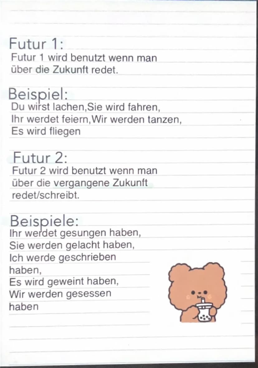 Zeitformen
Präsens:
Präsens ist die Zeitform, die wir
benutzen um über das jetzt/die Gegenwart
zu berichten.
Beispiele:
Ich gehe, Du sagst, 