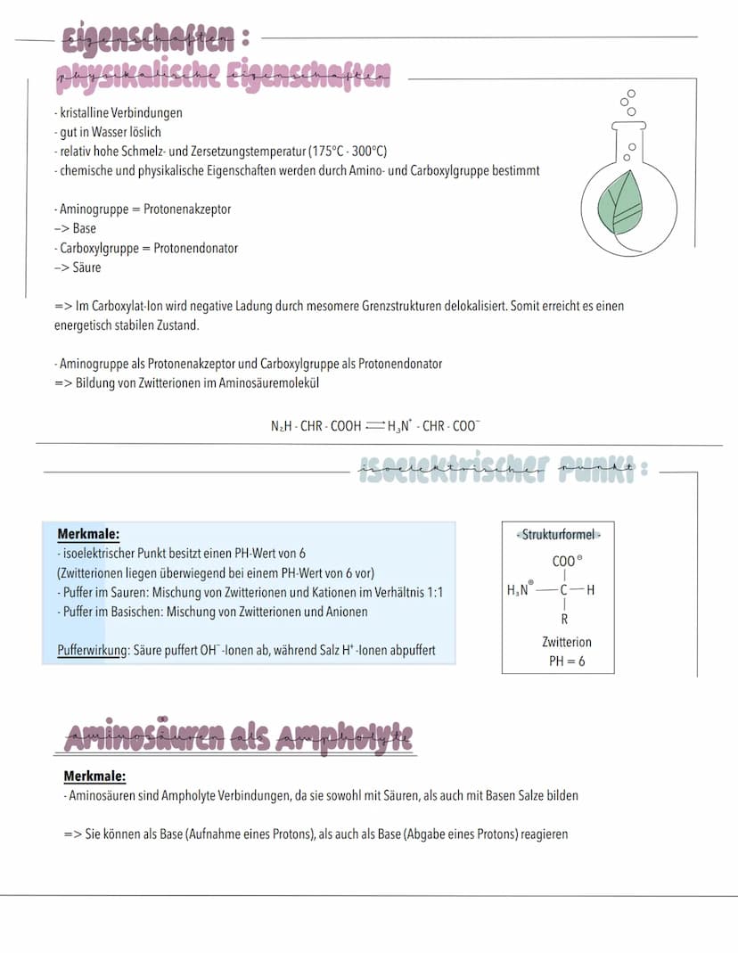 AMINOSÄUREN
bedeutung
- Bausteine der Proteine
- an Aufbau der Proteine ca. 20 Aminosäuren beteiligt
-Ausgangsstoffe für wichtige Stoffwechs