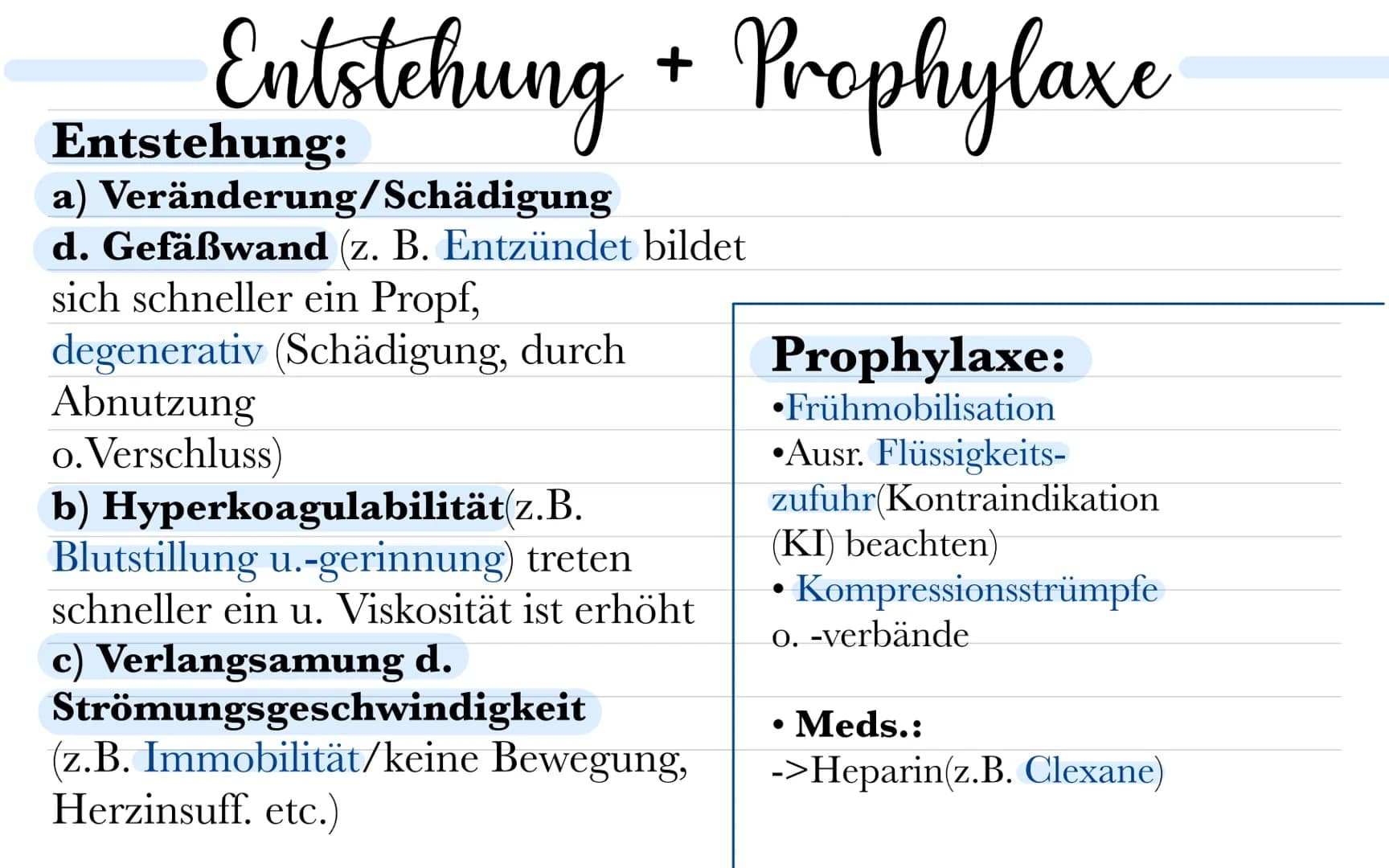 thromboseprophylaxe
Musste wissen:
Was ist ein Thrombus? - Blutpfropf, - gerinnsel, Koagel
Was ist Thrombose? - Teilweise o. vollständiger V