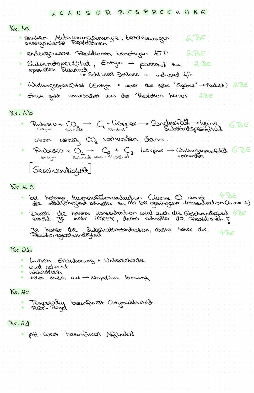 Klausur: Enzyme-steuernde und gesteuerte Proteine der Zelle
Aufgaben
Enzyme steuern viele Vorgänge in der Zelle und sind damit wichtige Mole