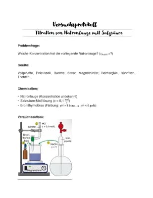 Know Titration von Natronlauge mit Salzsäure-Protokoll  thumbnail