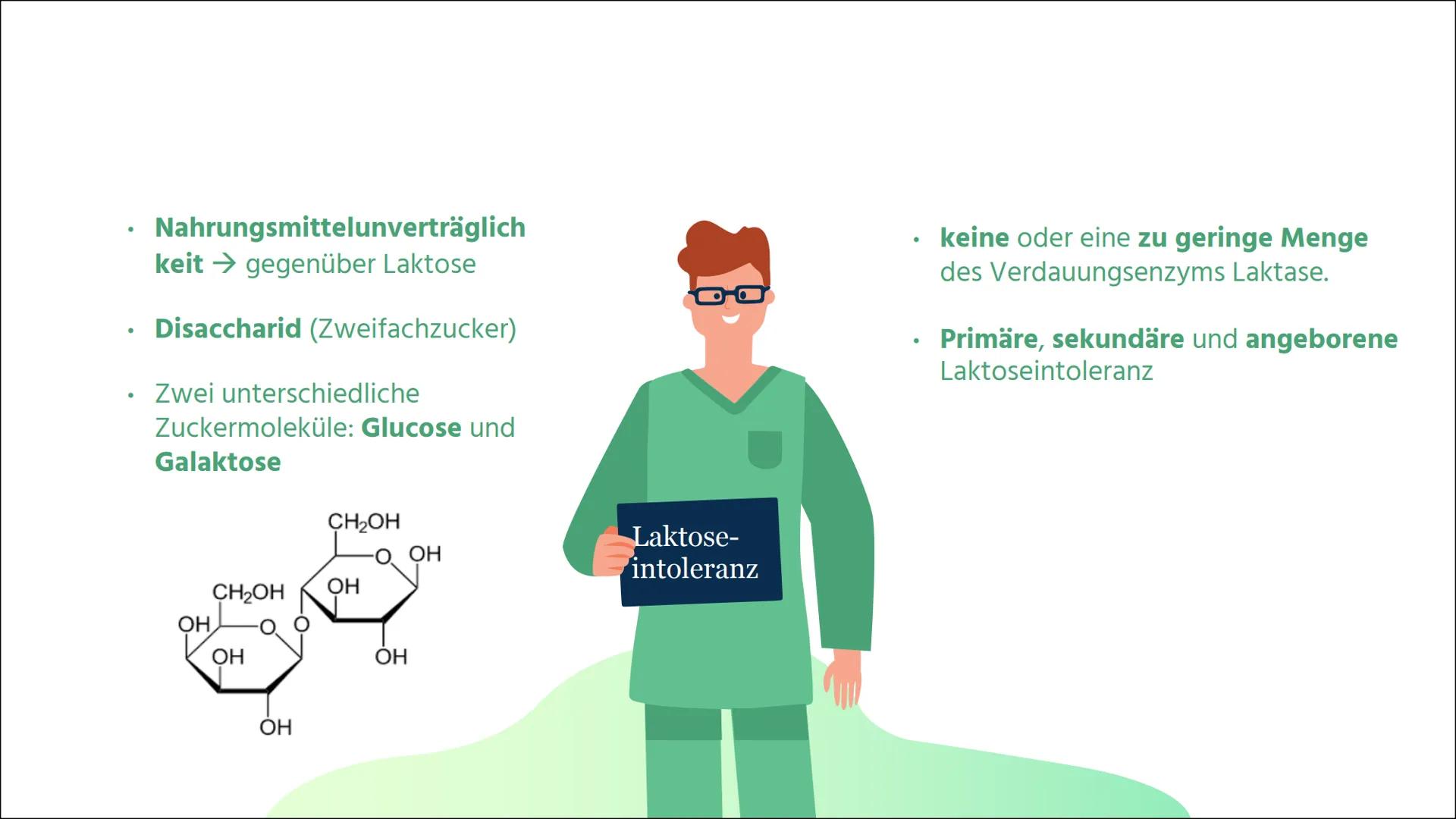 # Laktoseintoleranz # Gliederung

01
Definiton

02
Laktoseabbau

03
Symptome

04
Häufigkeit

05
Diagnostik

06
Behandlung # 01

Definition -