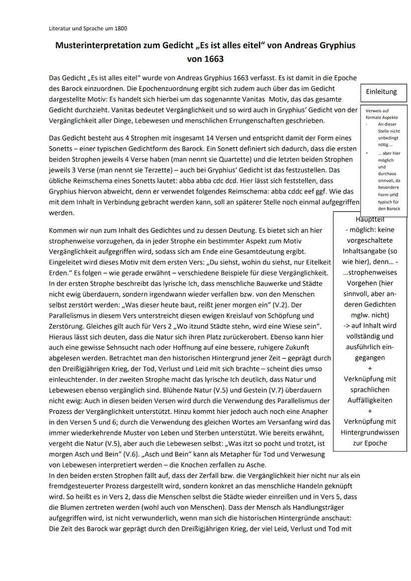 Literatur und Sprache um 1800
Hintergrundwissen zur Epoche des Barocks 1600- 1720
historischer Hintergrund
Lebensgefühl
Leitmotive bzw. Sinn