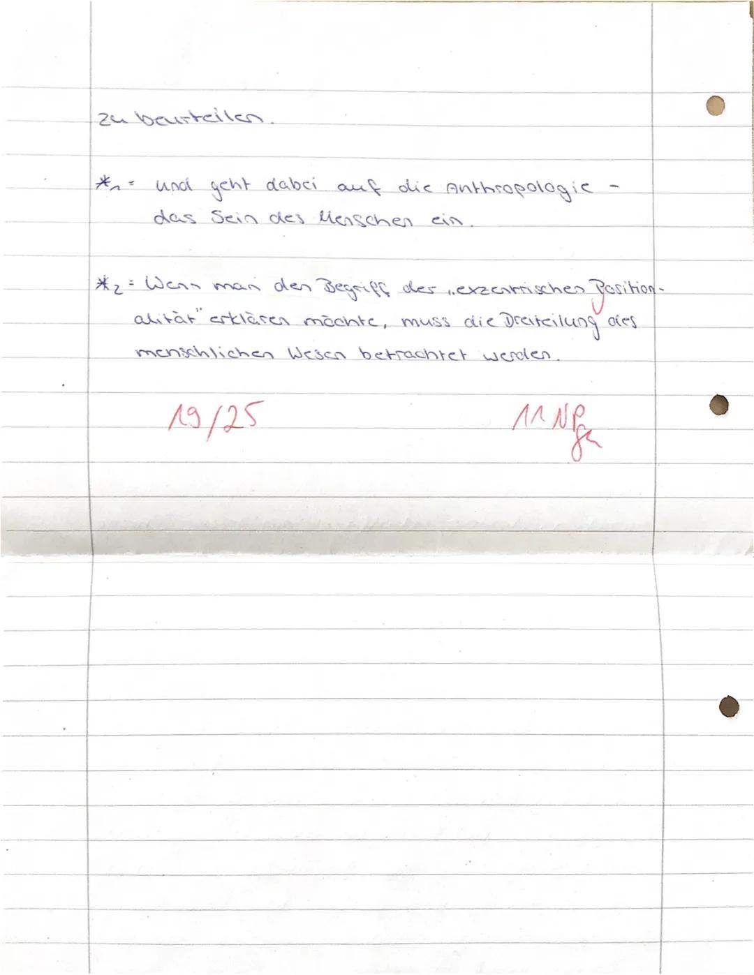 1) Bestimmen Sie Helmut Plessners Begriff der ,exzentrischen Positionalität" unter Bezug-
nahme der Quellen (M1) und (M2).
stellung in der W