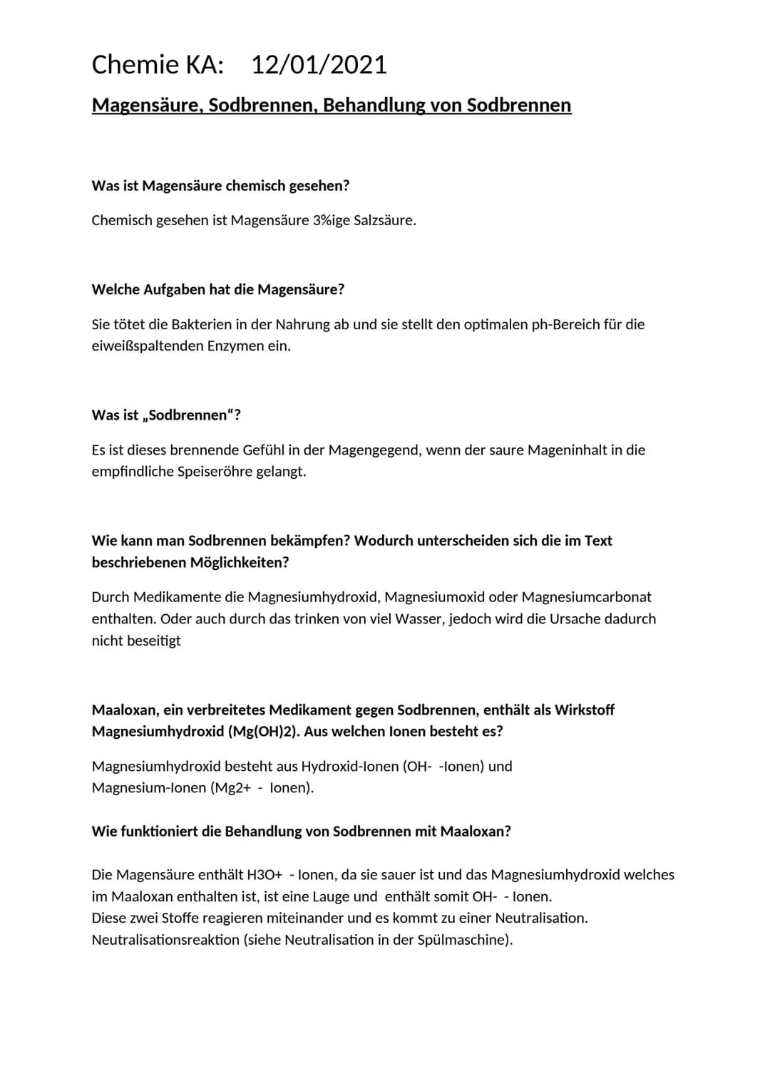 + UI
Chemie KA: 12/01/2021
Untersuchung von Flüssigkeiten mit Universalindikator
Leitungswasser Verd.
Grün
Auswertung:
Salzsäure
Rosa/Pink
M