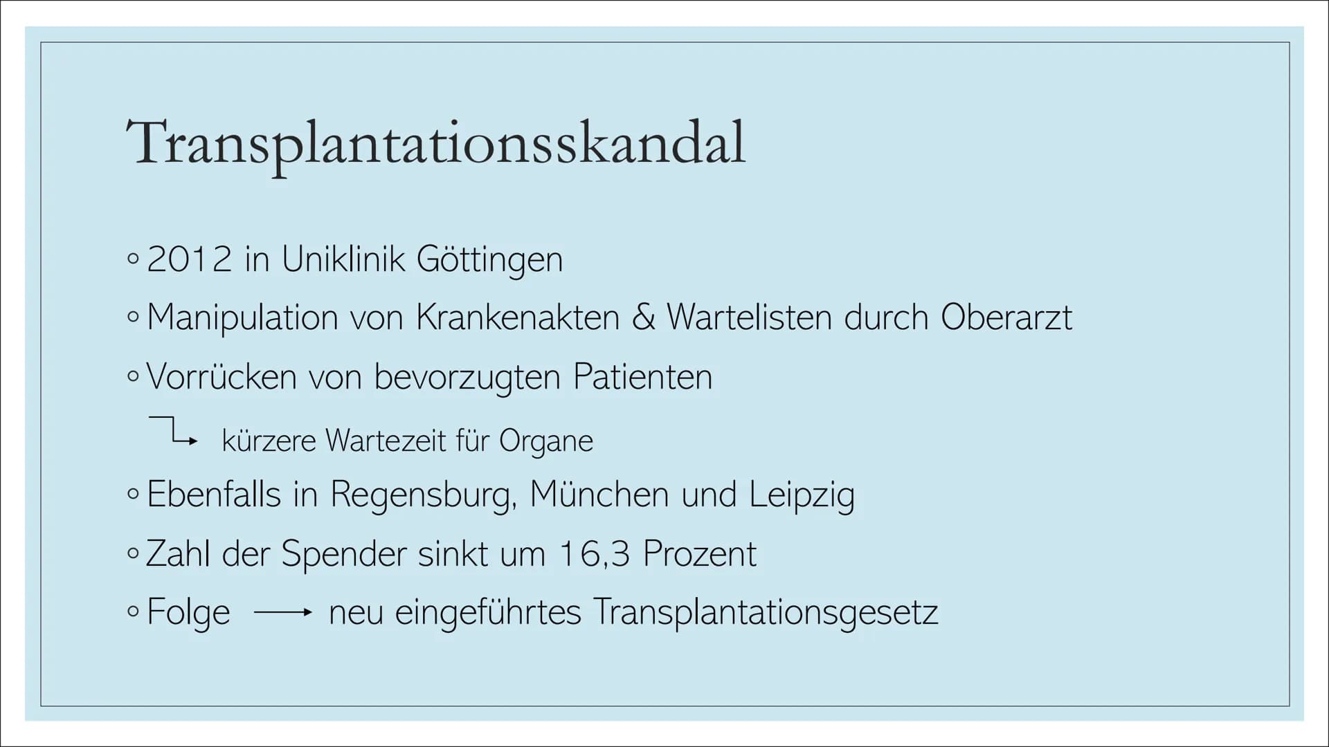 ORGANSPENDE Struktur
1. Leitfrage
2.
Definition
3. Organe und Gewebe zum Spenden
4. Voraussetzungen
5. Organspendeausweis
6. Organspender in