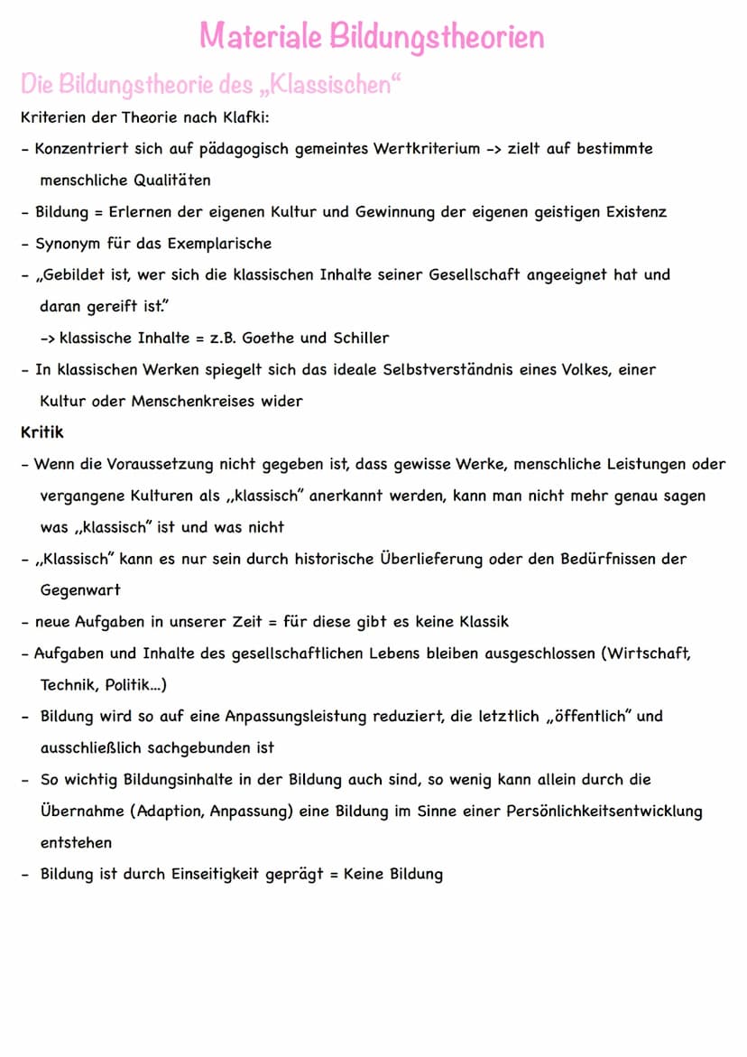 Die Theorie der funktionalen Bildung
Kriterien der Theorie nach Klafki:
Theoriebegründer: Erich Lehmensick
Kern: Herausbildung von Kräften (