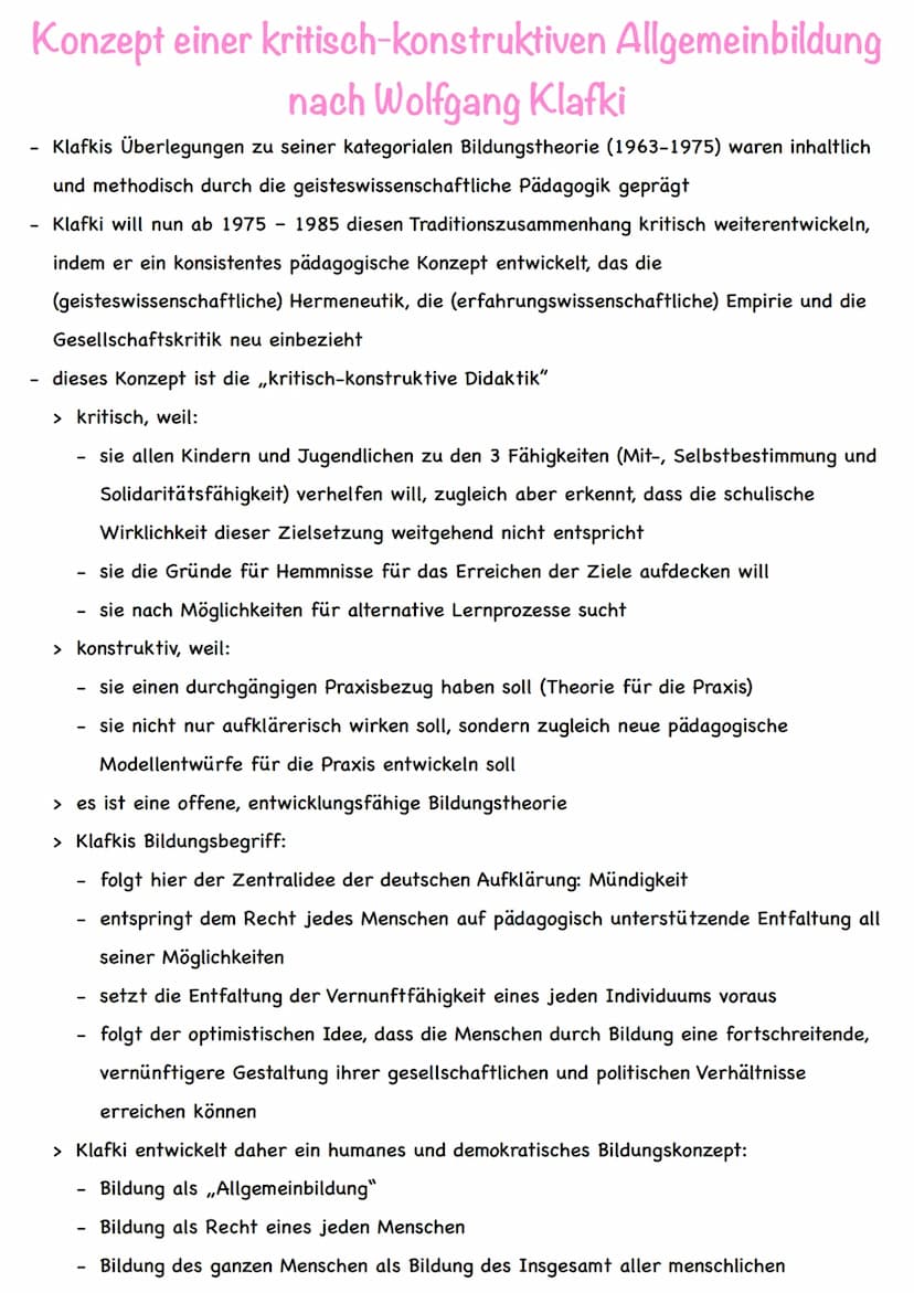 Die Theorie der funktionalen Bildung
Kriterien der Theorie nach Klafki:
Theoriebegründer: Erich Lehmensick
Kern: Herausbildung von Kräften (