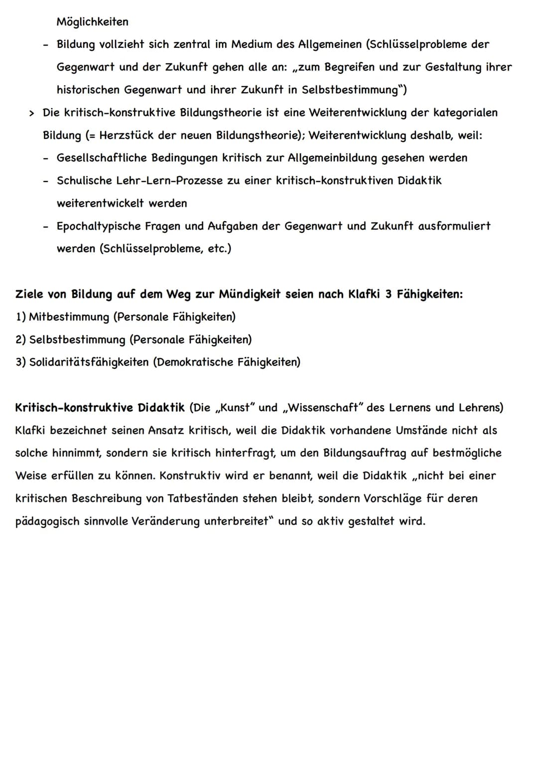 Die Theorie der funktionalen Bildung
Kriterien der Theorie nach Klafki:
Theoriebegründer: Erich Lehmensick
Kern: Herausbildung von Kräften (