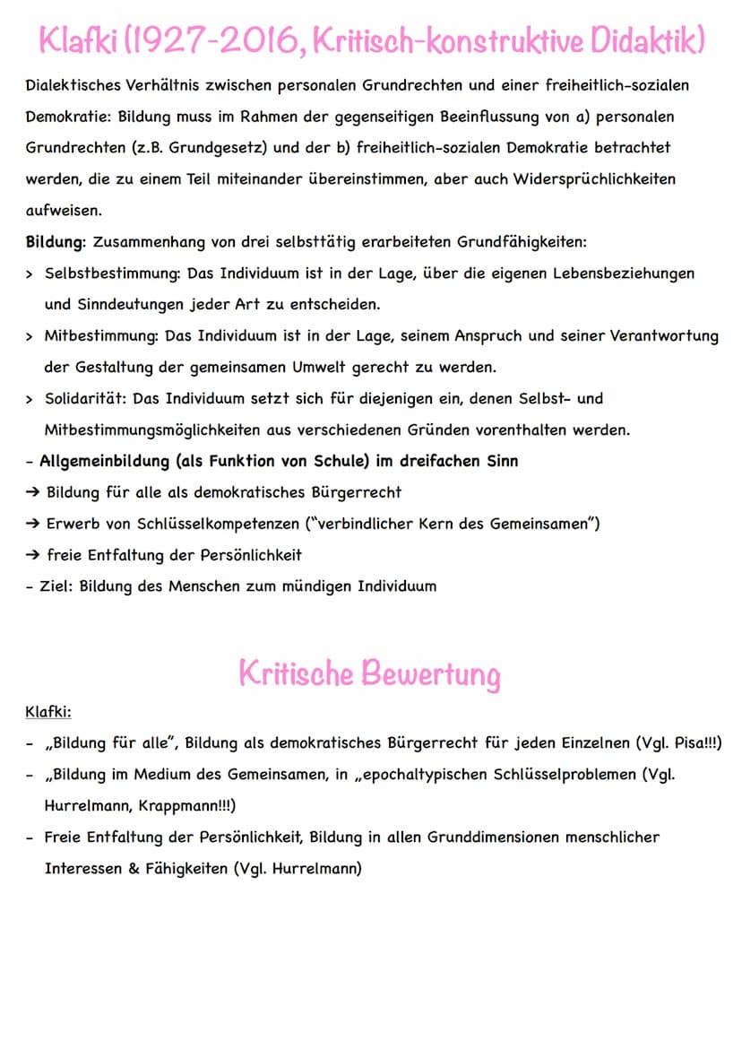 Die Theorie der funktionalen Bildung
Kriterien der Theorie nach Klafki:
Theoriebegründer: Erich Lehmensick
Kern: Herausbildung von Kräften (