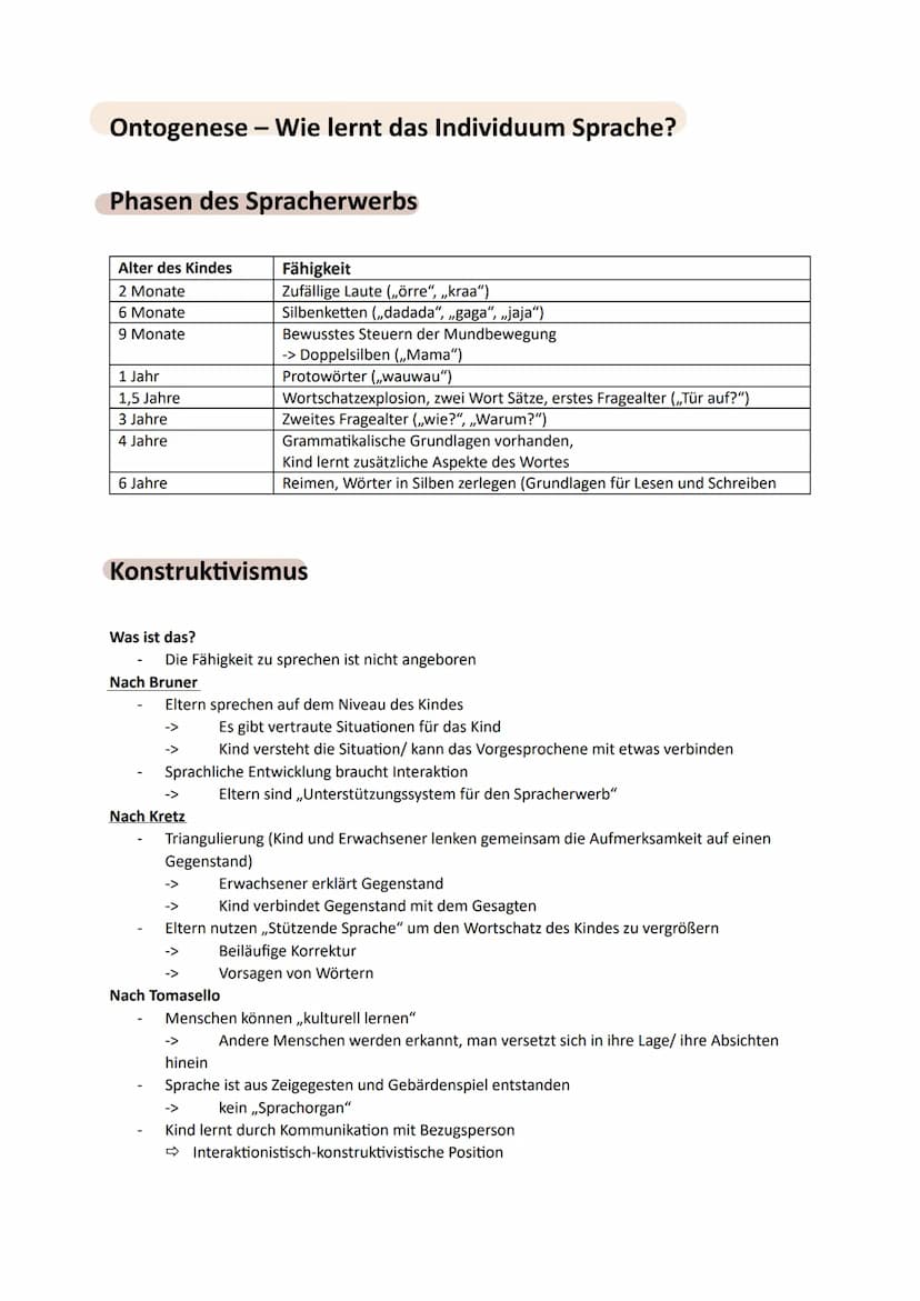 ●
Sprache wird erlernt!
keine genetische Anlage
bei Geburt vorhanden
Spracherwerbstheorien
INTERAKTIONISMUS Jerome Brunner, Catherine Snow)
