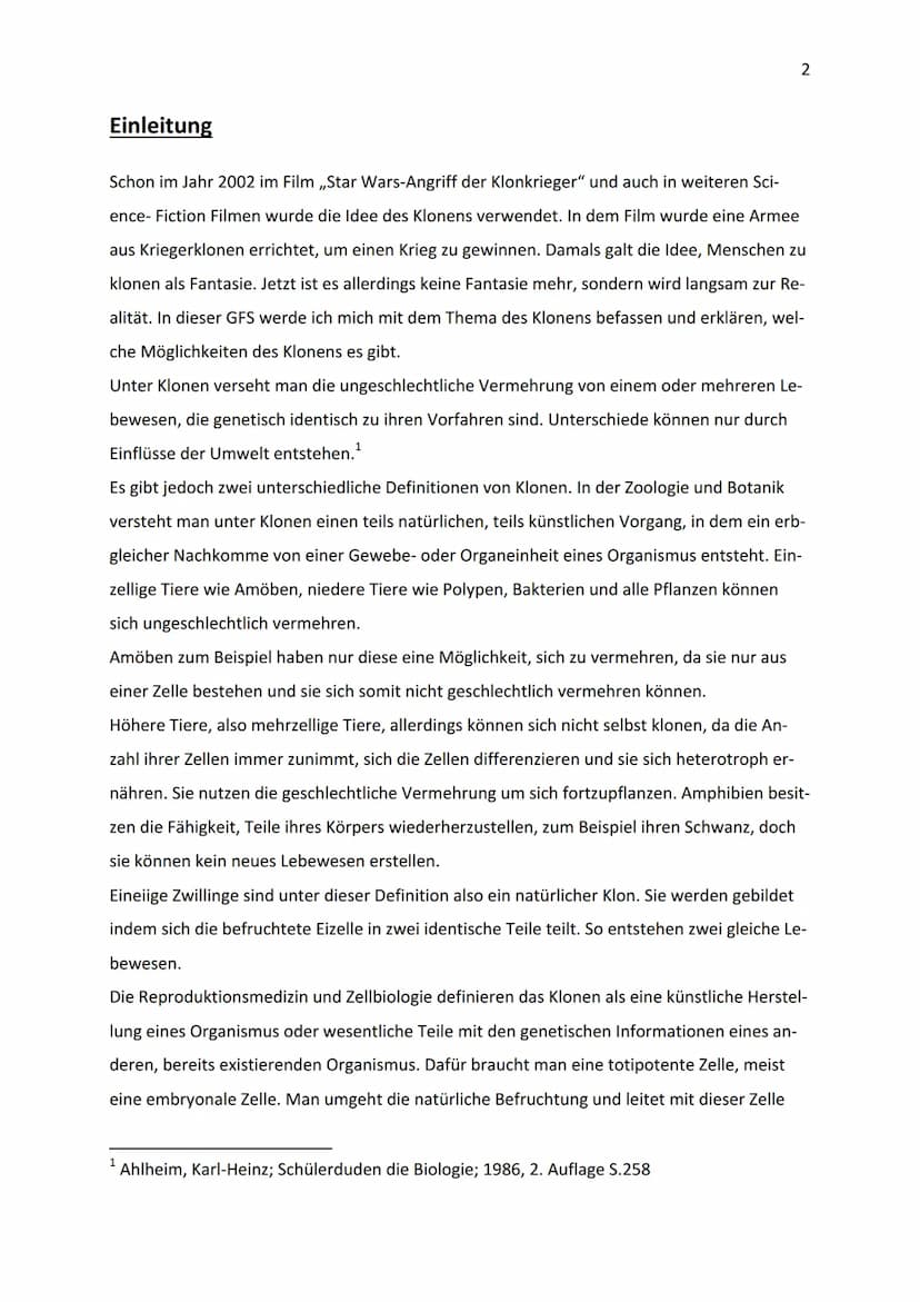 2019/20
Klonen-Anfänge, Gegenwart und Zukunft
10b
04.02.2020 1.
II.
III.
Einleitung
Anfänge
A. Erste Untersuchungen und Anwendungen
B. Dolly