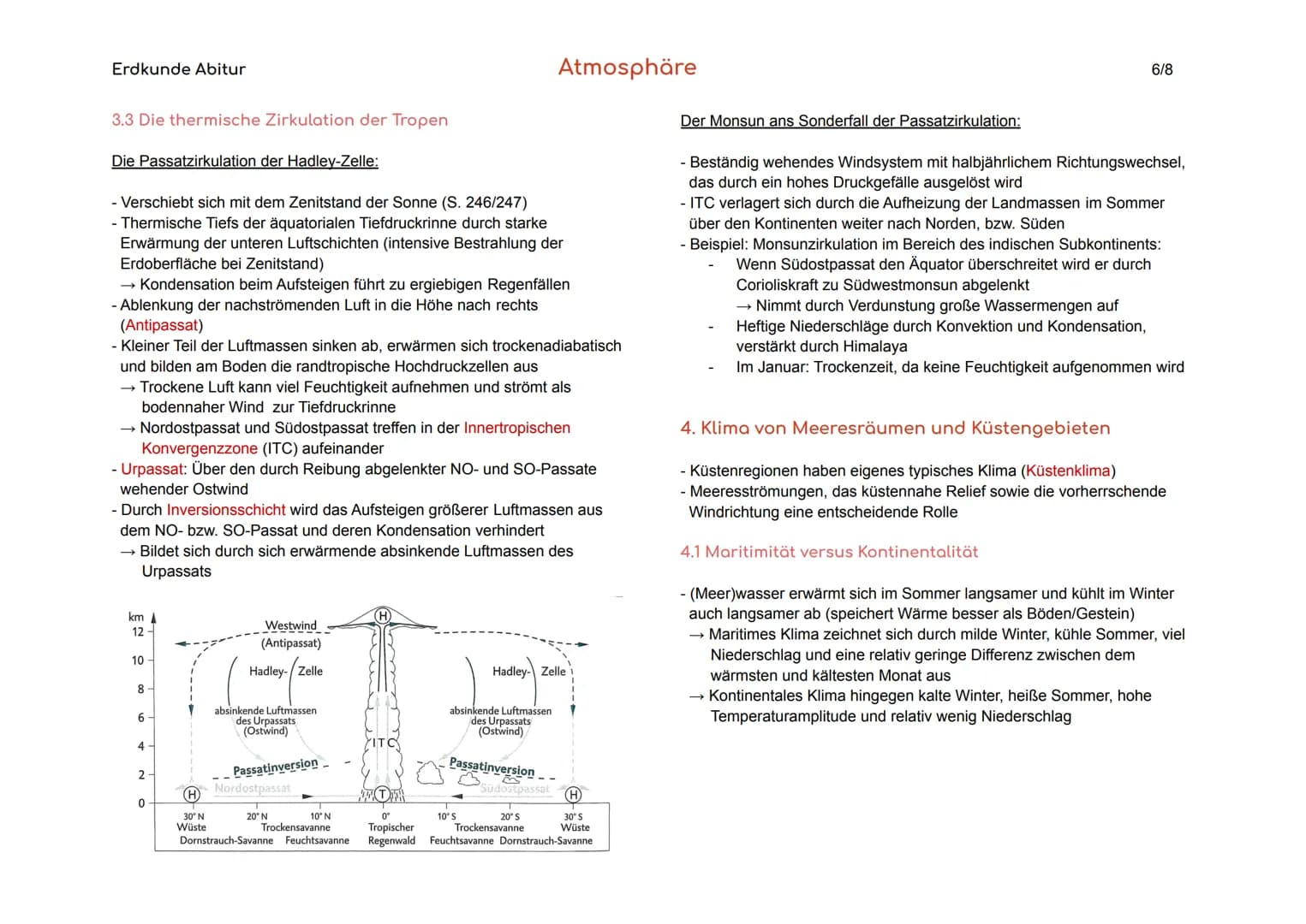 Erdkunde Abitur
1. Grundlagen
Wetterelemente
Wetter
Witterung
Klima
Klimafaktoren
Atmosphäre
Messbare Einzelerscheinungen in der Atmosphäre,