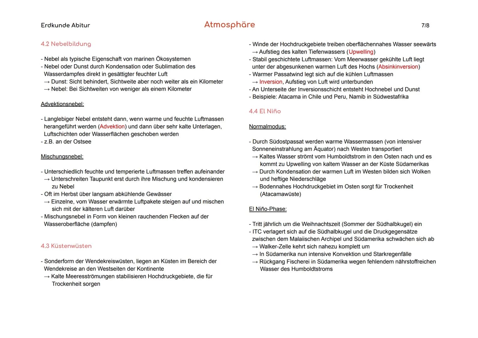 Erdkunde Abitur
1. Grundlagen
Wetterelemente
Wetter
Witterung
Klima
Klimafaktoren
Atmosphäre
Messbare Einzelerscheinungen in der Atmosphäre,