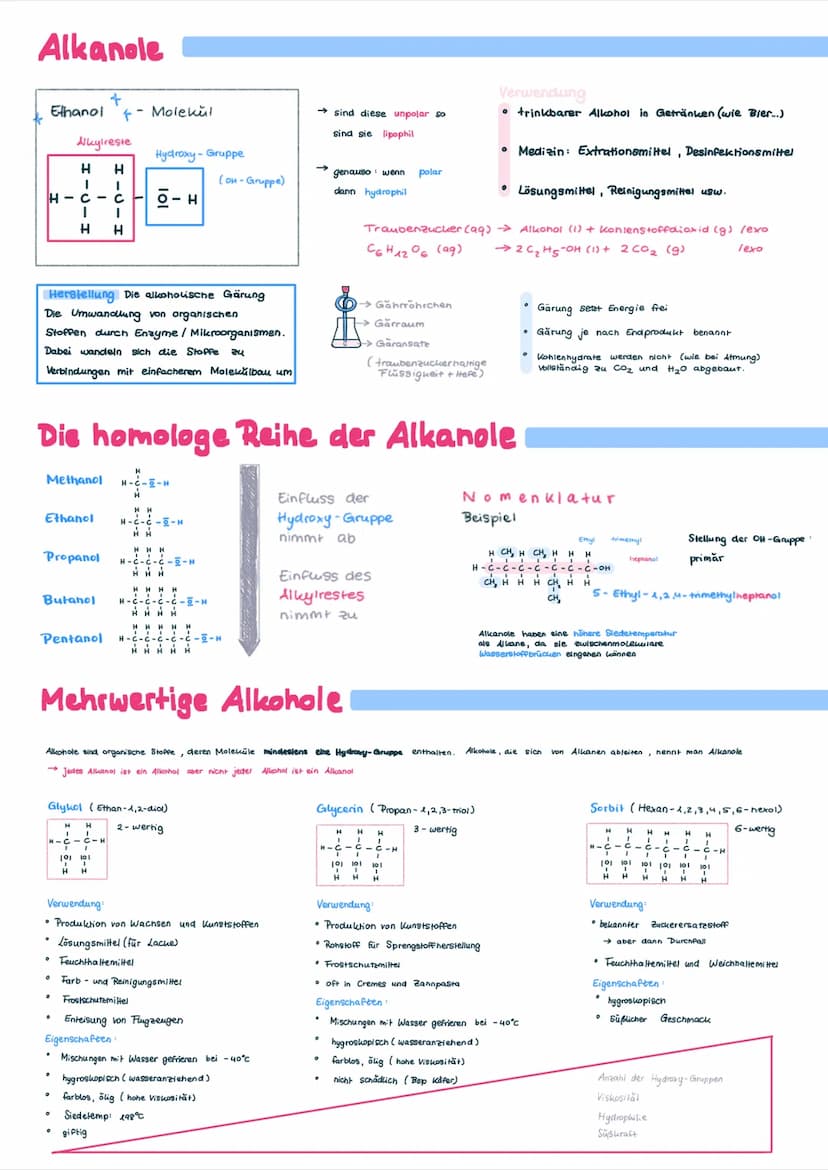 Alkane
Die Flüchtigkeit sinkt mit zunehmender Kettenlänge und somit mit zunehmender Molekülmasse (auch von Vow-WW abhängig)
Die Viskosität J